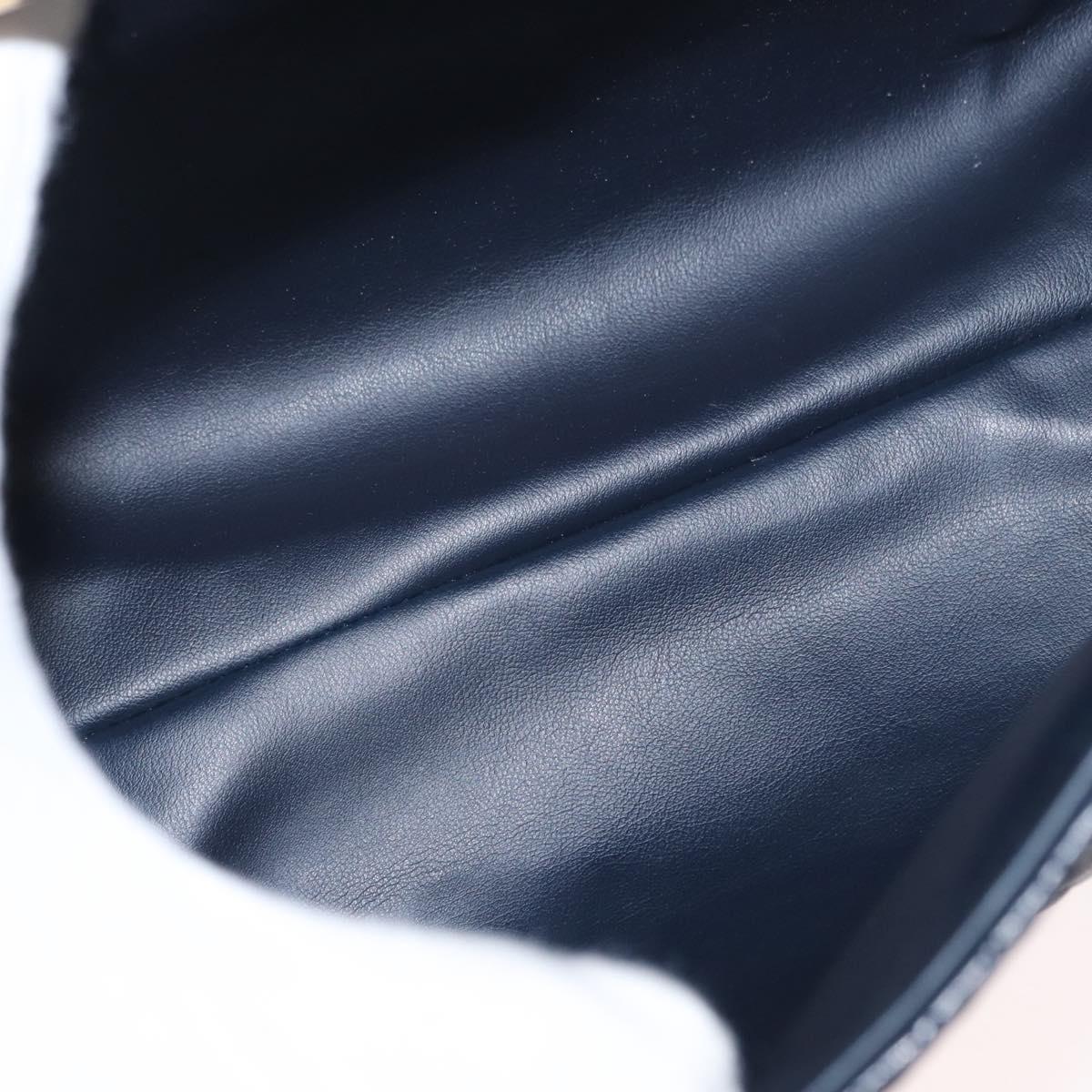 BALLY Shoulder Bag Leather 2way Navy Gold Auth 156489