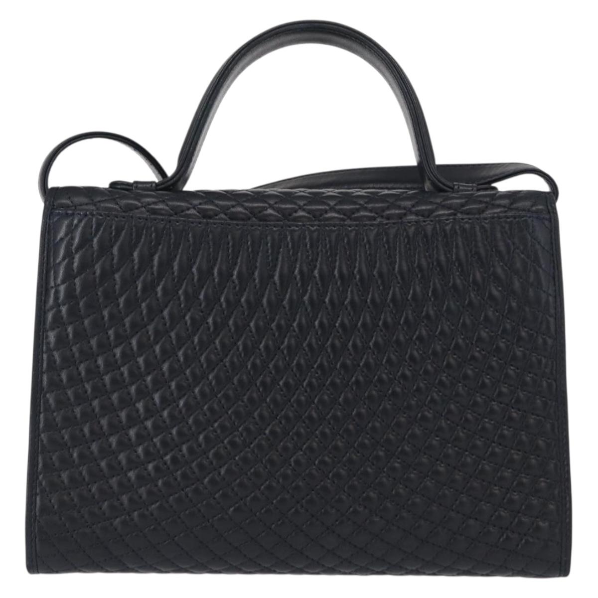 BALLY Shoulder Bag Leather 2way Navy Gold Auth 156489