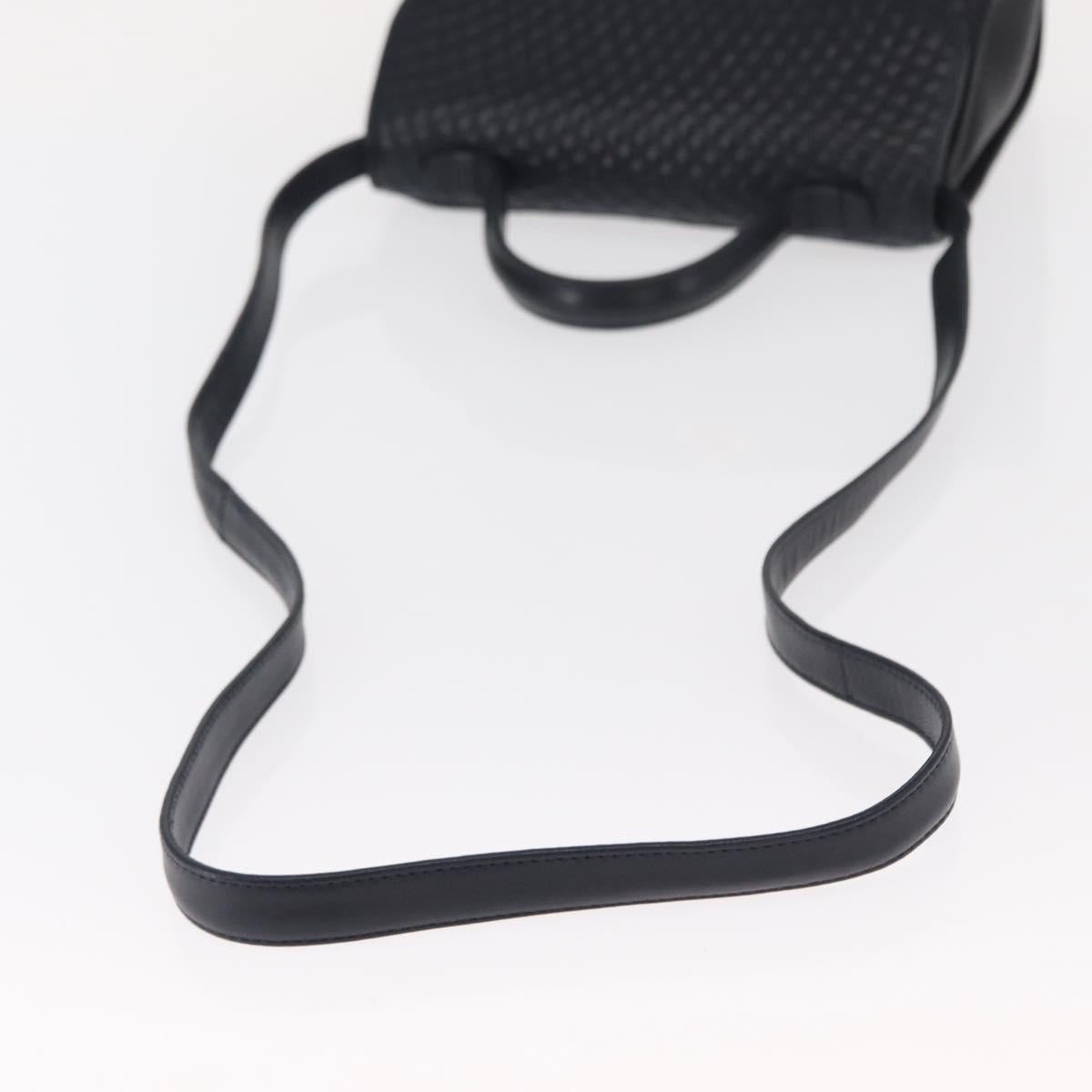 BALLY Shoulder Bag Leather 2way Navy Gold Auth 156489