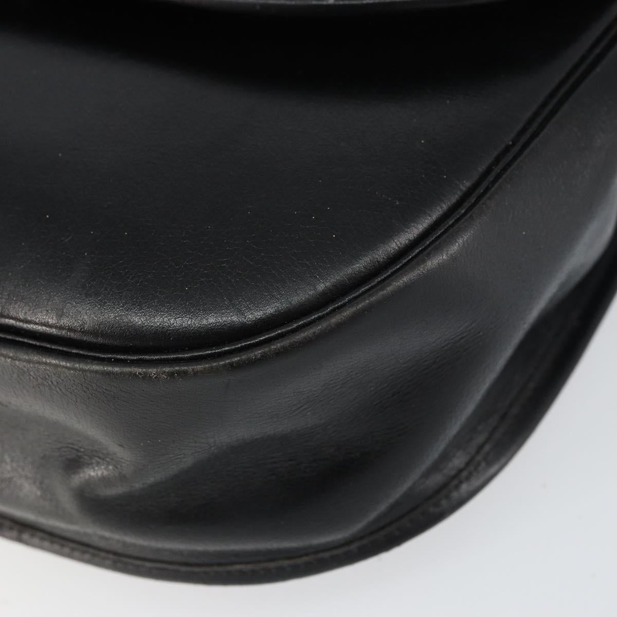 Christian Dior Shoulder Bag Leather Black Gold Auth 156492