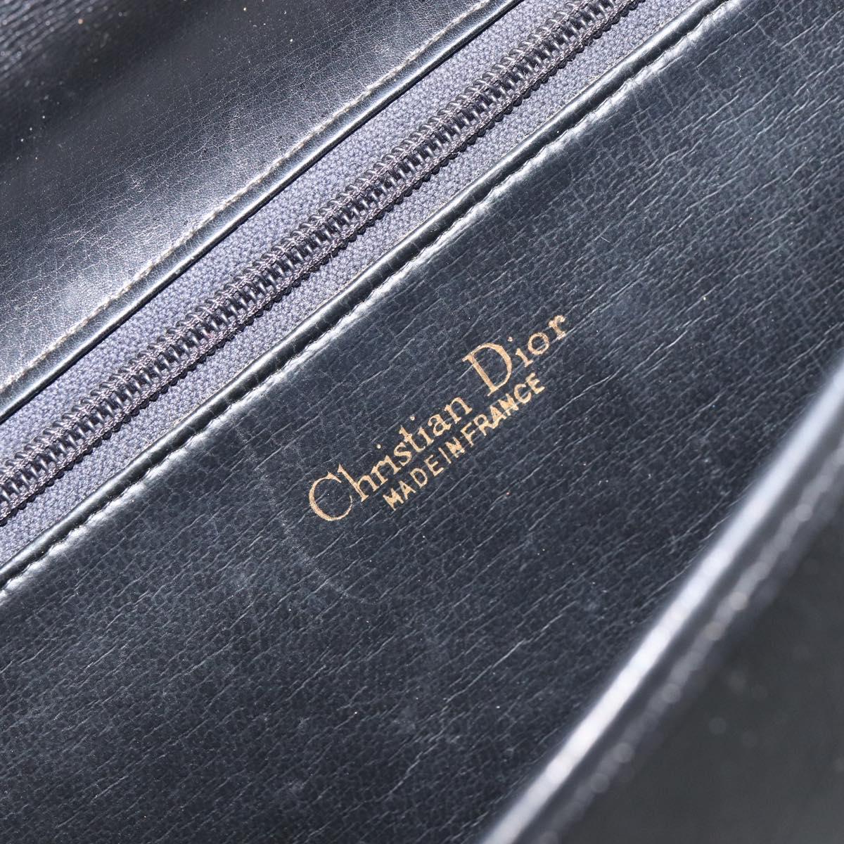 Christian Dior Shoulder Bag Leather Black Gold Auth 156492