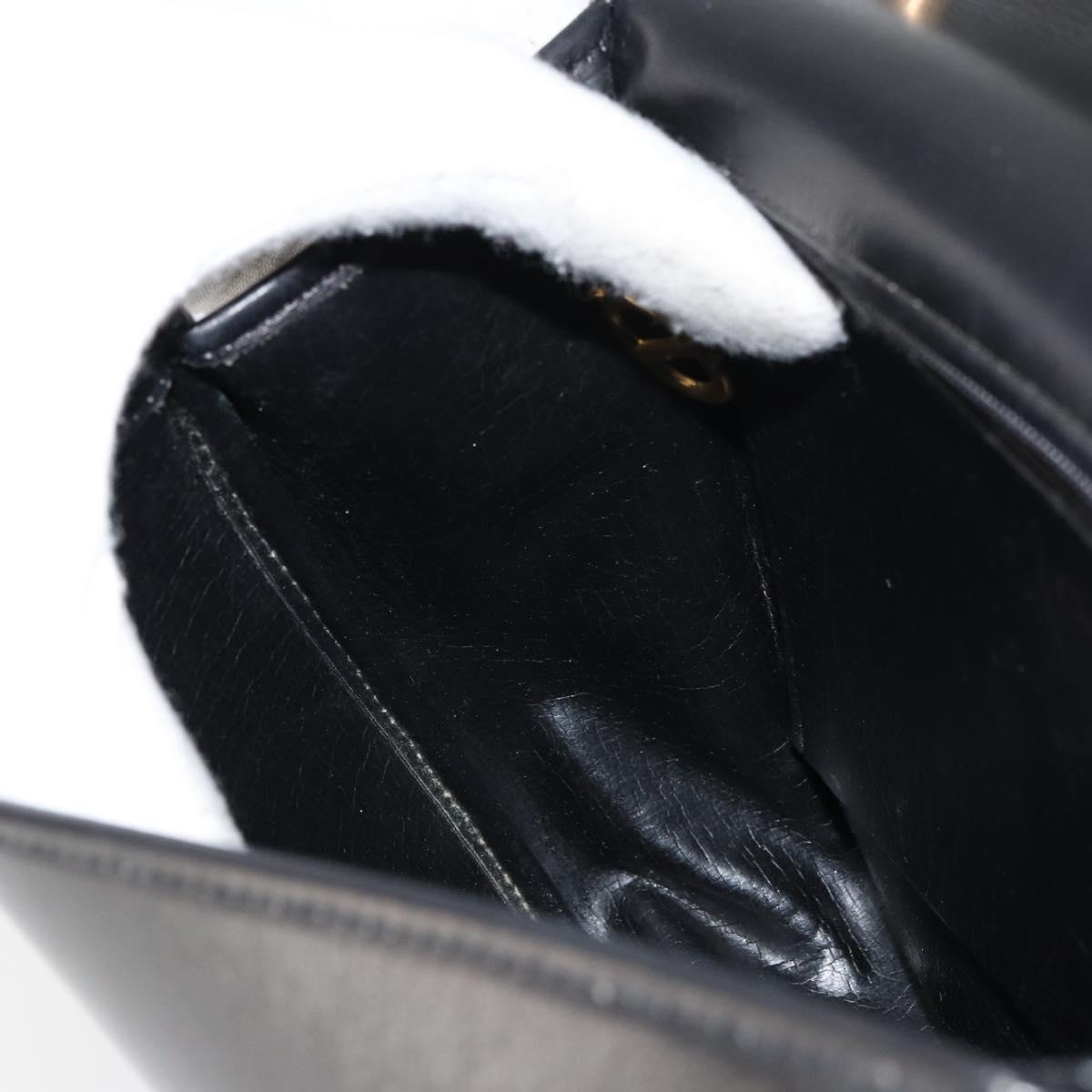 Christian Dior Shoulder Bag Leather Black Gold Auth 156492