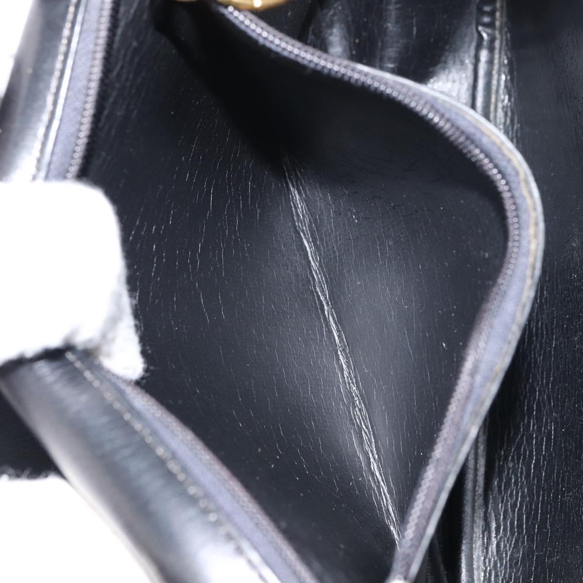 Christian Dior Shoulder Bag Leather Black Gold Auth 156492