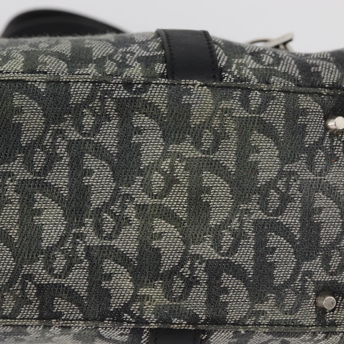 Christian Dior Trotter Canvas Hand Bag Black Silver Auth 156495