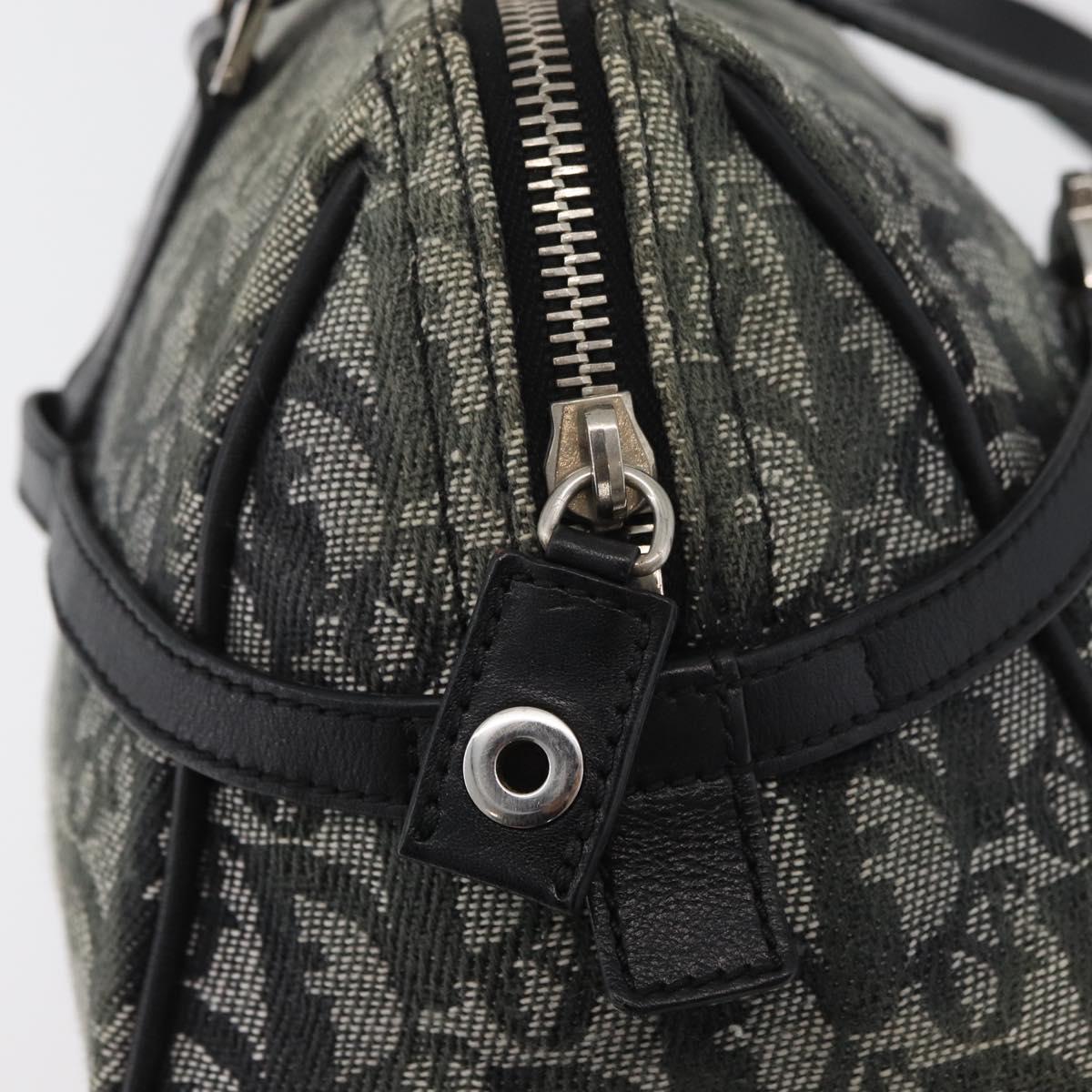 Christian Dior Trotter Canvas Hand Bag Black Silver Auth 156495
