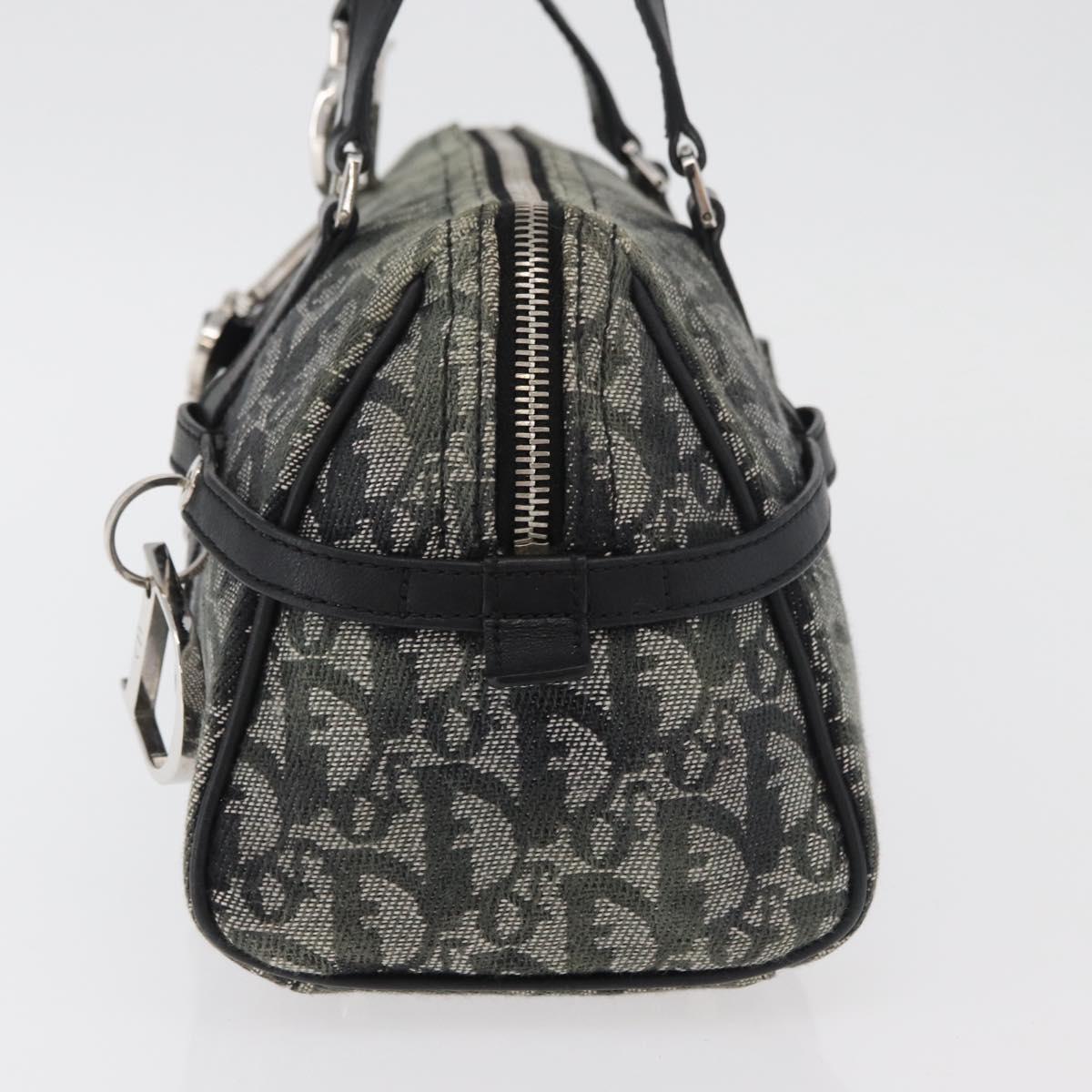 Christian Dior Trotter Canvas Hand Bag Black Silver Auth 156495