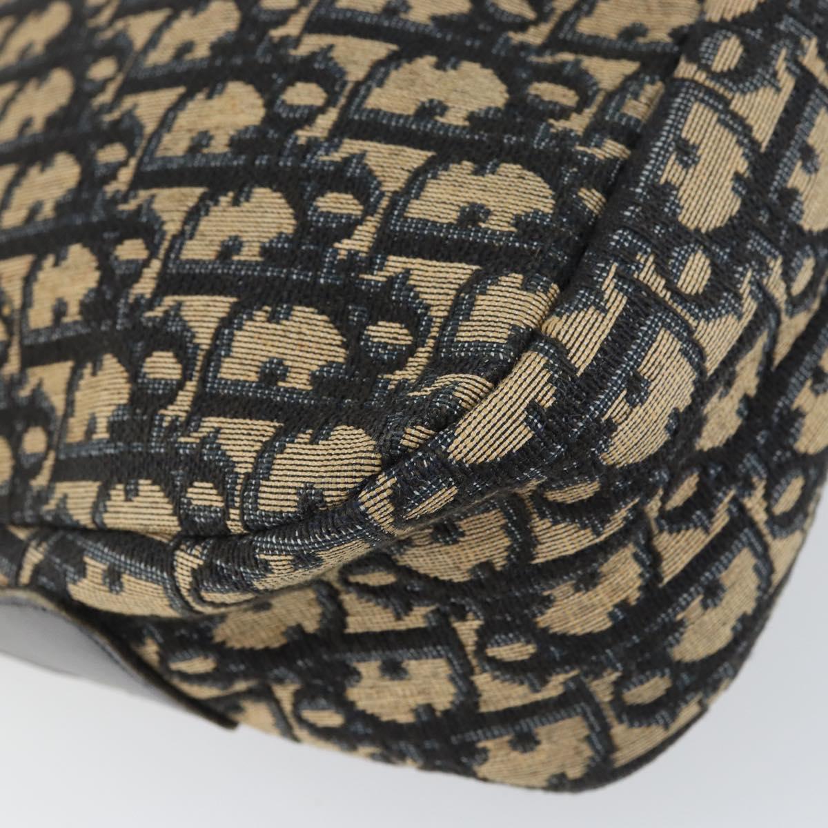 Christian Dior Trotter Canvas Shoulder Bag Navy Gold Auth 156496