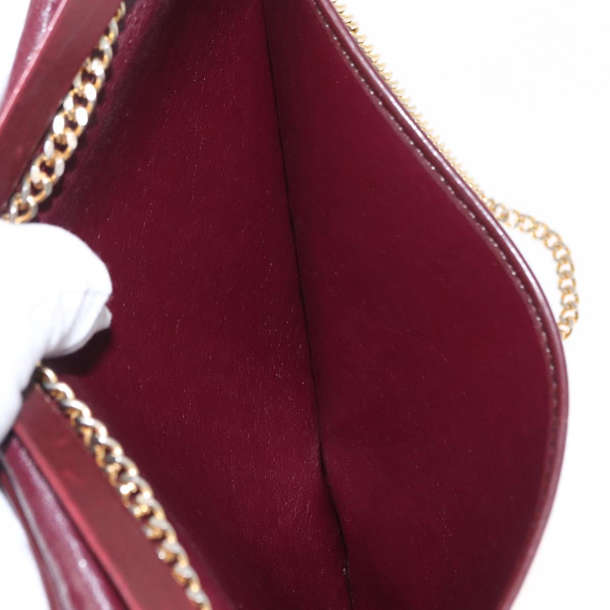 Christian Dior Trotter Canvas Chain Shoulder Bag Red Gold Auth 156497