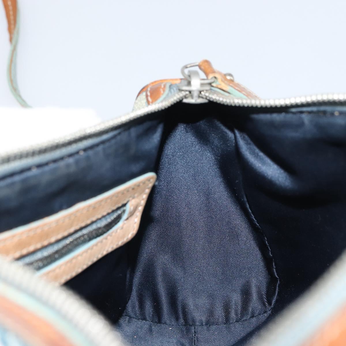 Christian Dior Trotter Canvas Romantic Shoulder Bag PVC Navy Silver Auth 156499