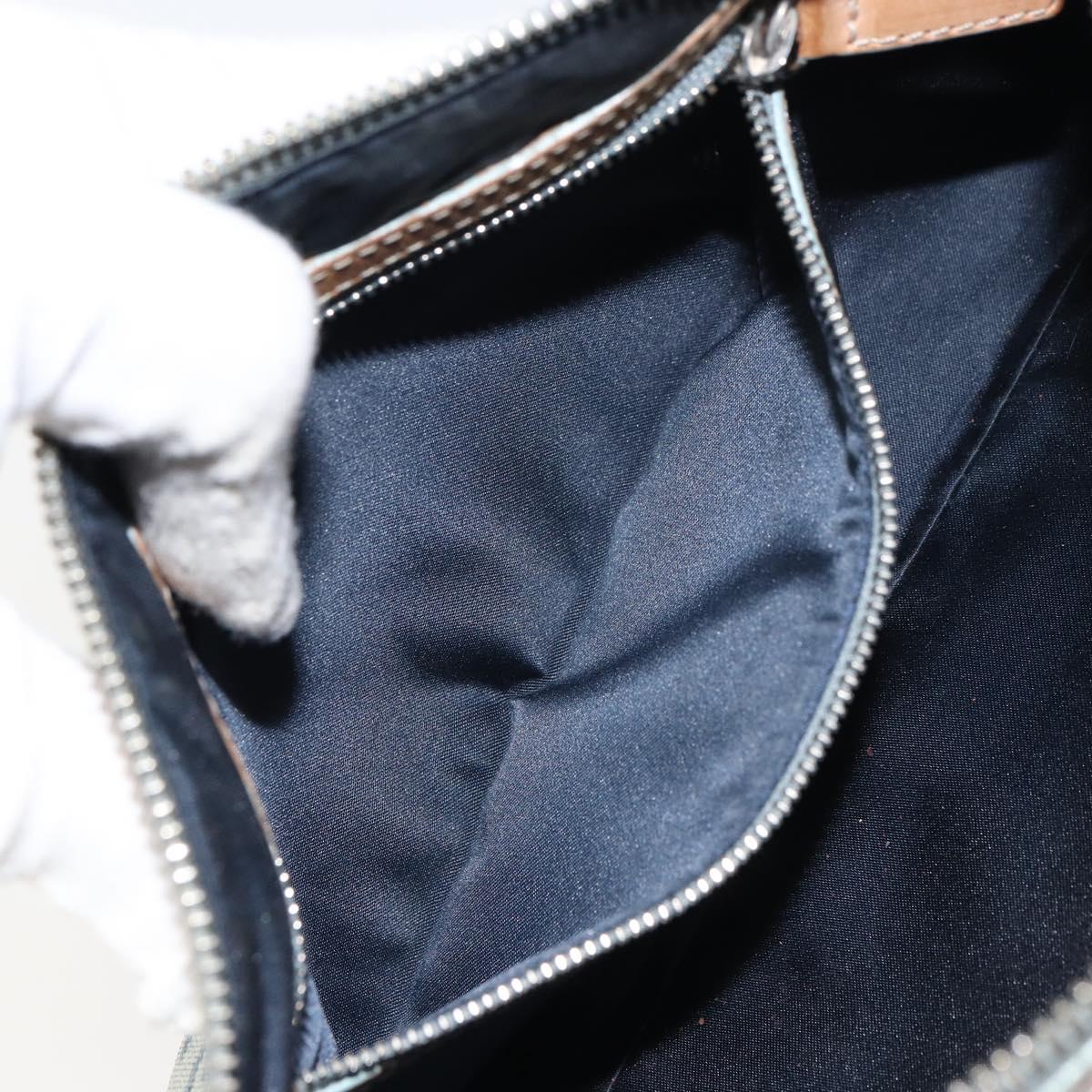 Christian Dior Trotter Canvas Romantic Shoulder Bag PVC Navy Silver Auth 156499