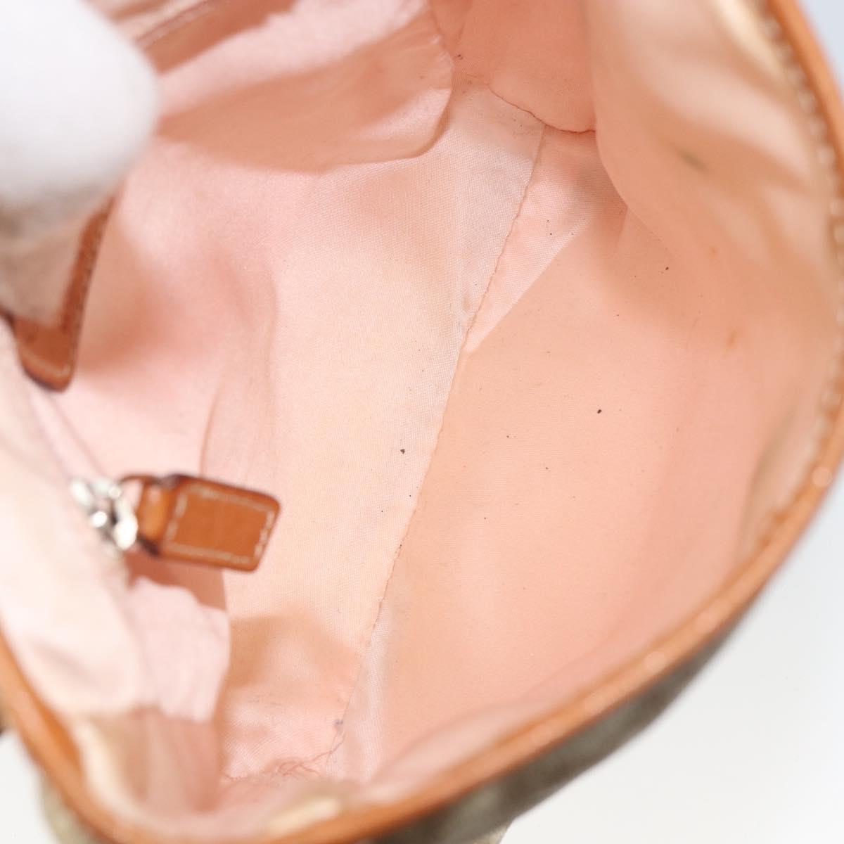 Christian Dior Trotter Canvas Romantic Shoulder Bag PVC Beige Silver Auth 156500