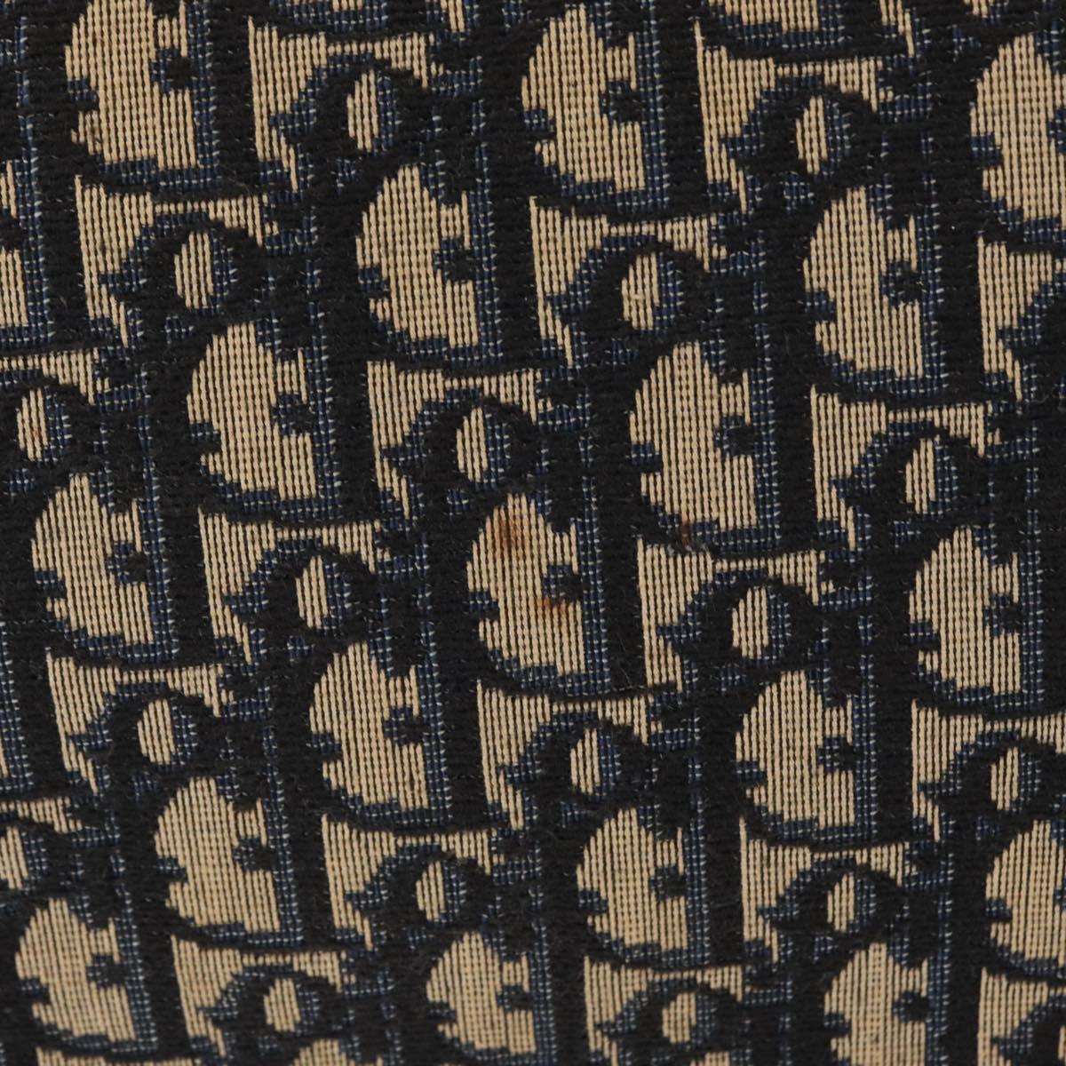 Christian Dior Trotter Canvas Chain Shoulder Bag Navy Gold Auth 156501V