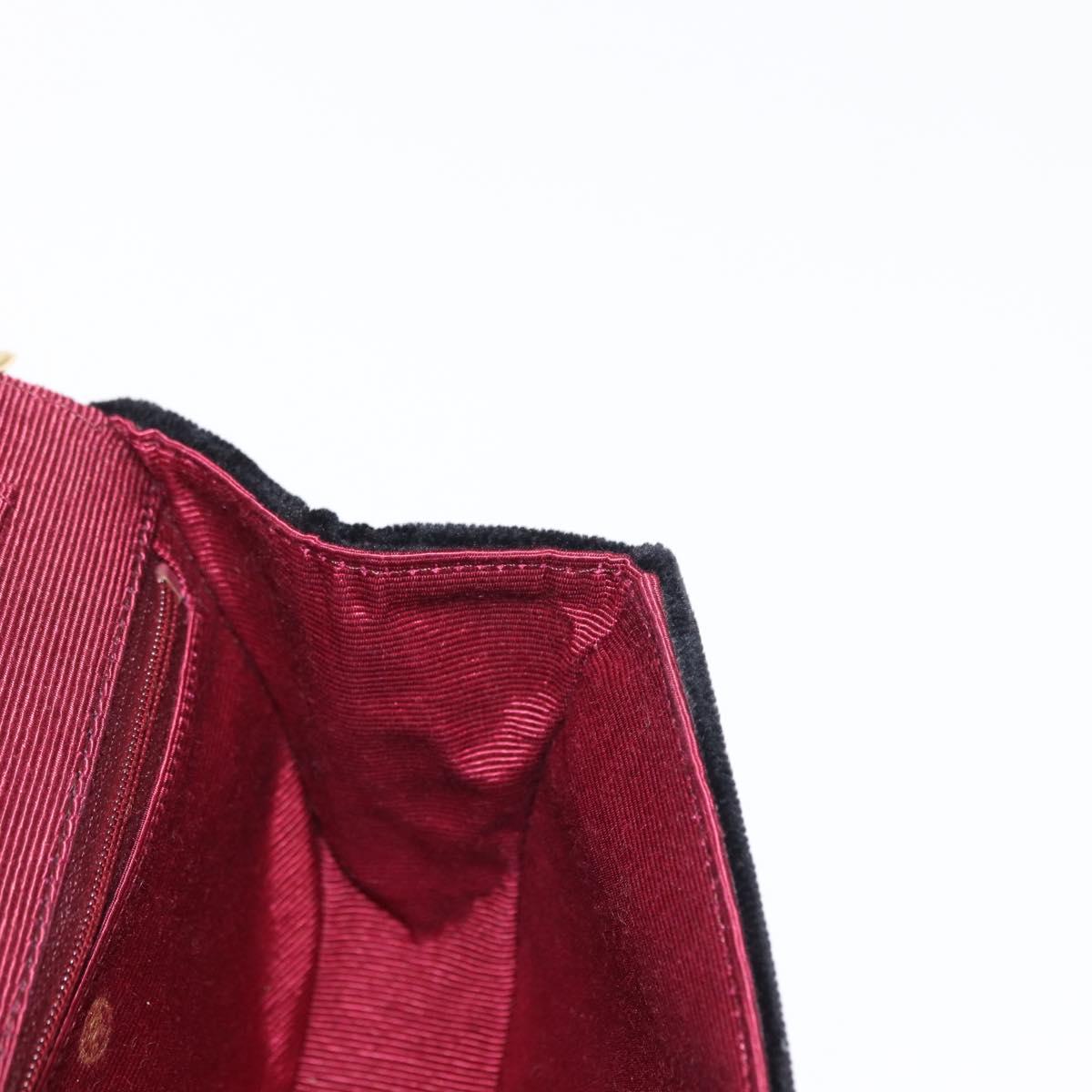 CHANEL Chain Shoulder Bag Velor Black Gold CC Auth 156502