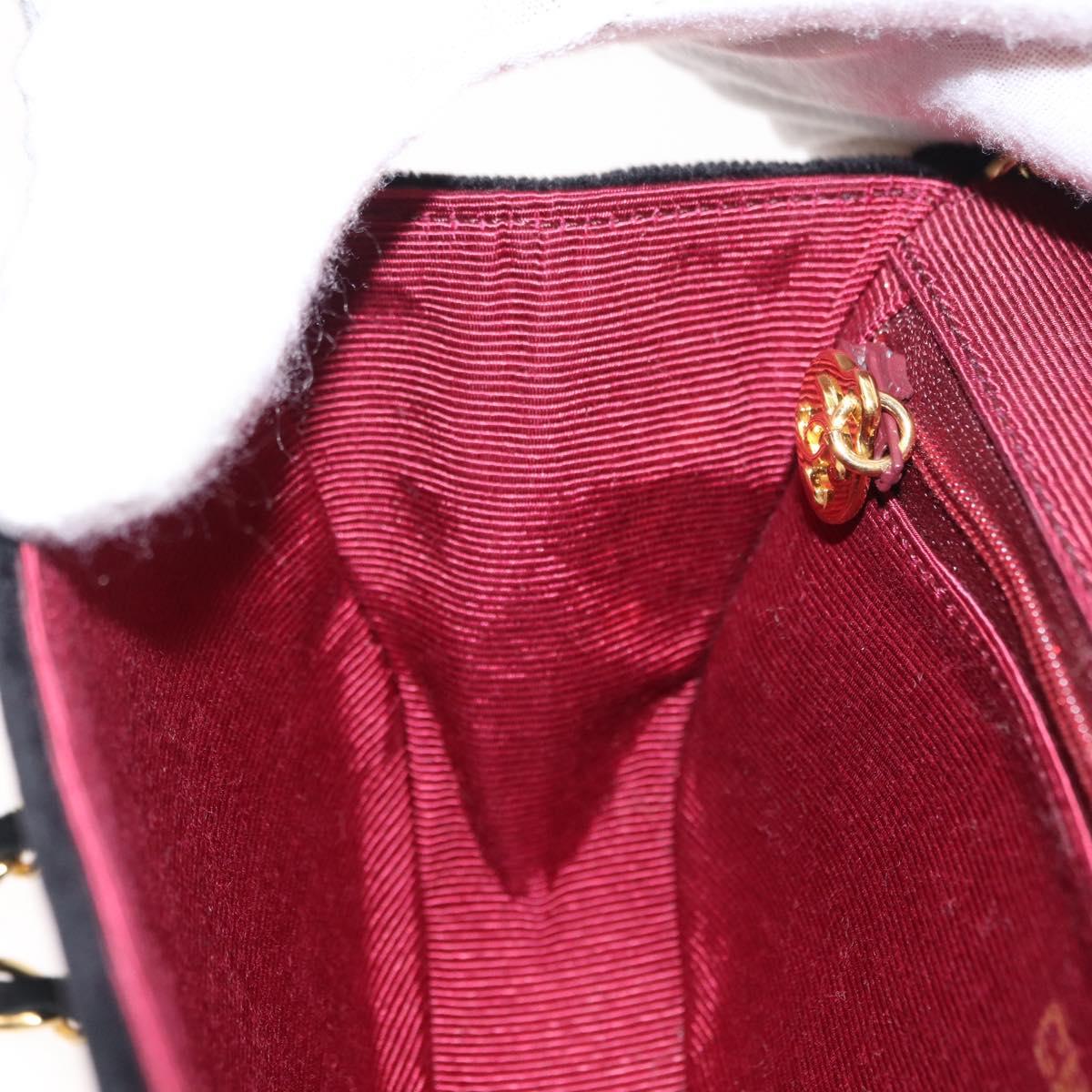 CHANEL Chain Shoulder Bag Velor Black Gold CC Auth 156502