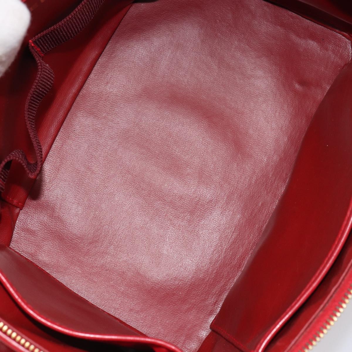 CHANEL Matelasse Vanity Hand Bag Patent leather 2way Red Gold CC Auth 156504