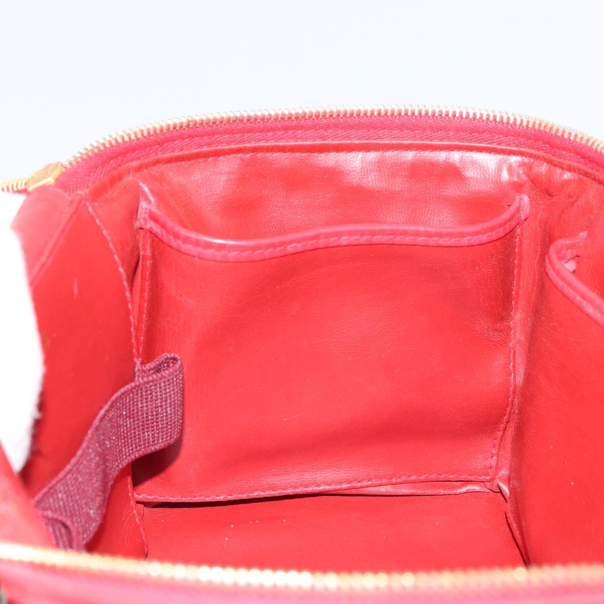 CHANEL Matelasse Vanity Hand Bag Patent leather 2way Red Gold CC Auth 156504