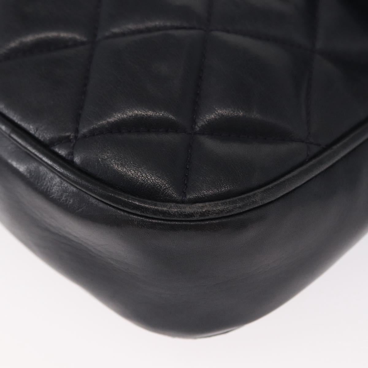 CHANEL Matelasse Chain Shoulder Bag Lamb Skin Navy Gold CC Auth 156505