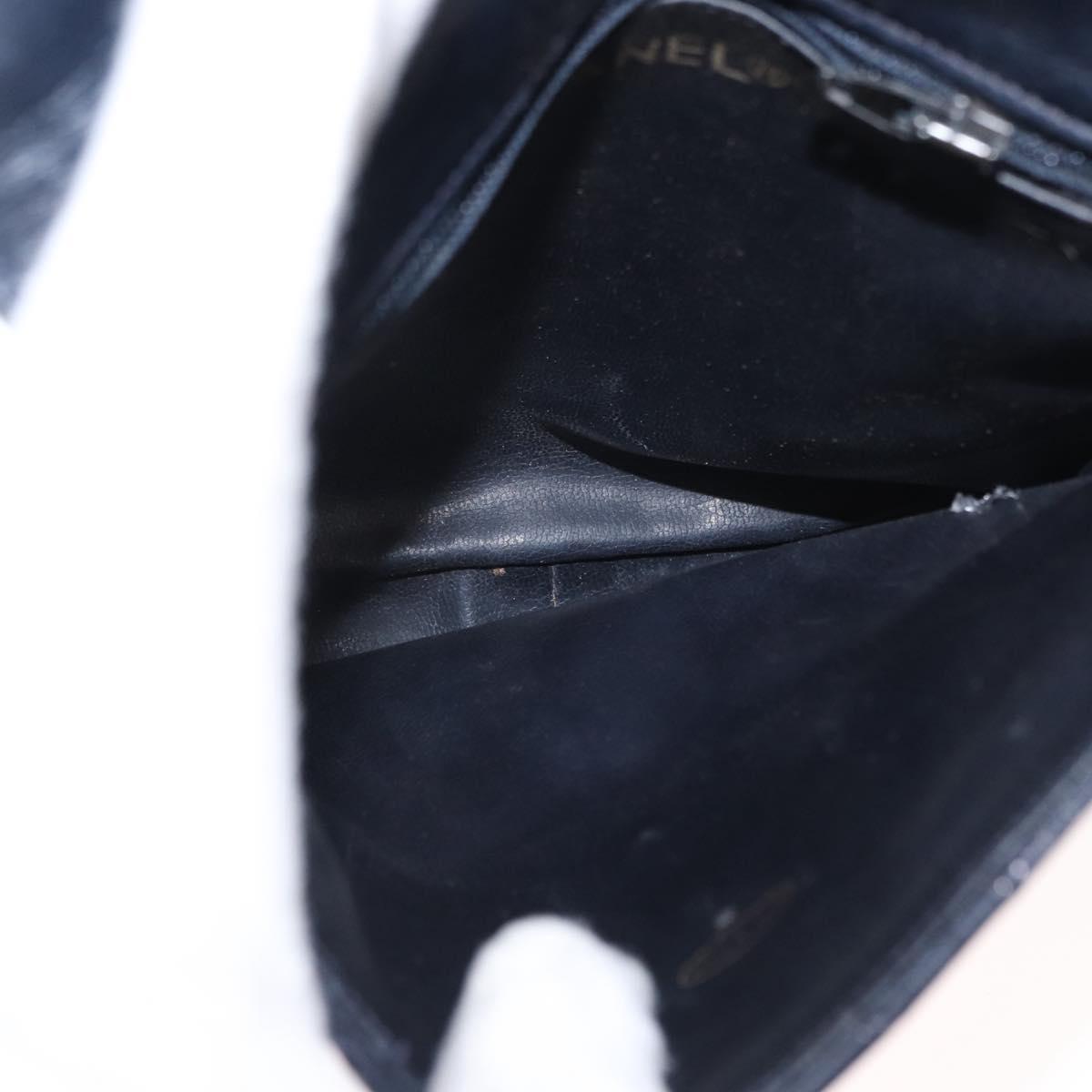 CHANEL Matelasse Chain Shoulder Bag Lamb Skin Navy Gold CC Auth 156505