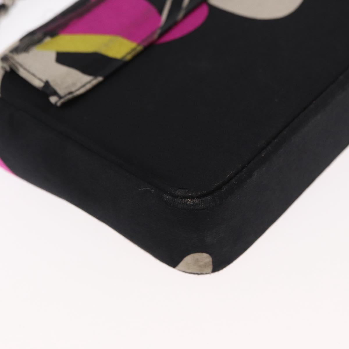 CHANEL Chain Shoulder Bag Satin Black Silver CC Auth 156506