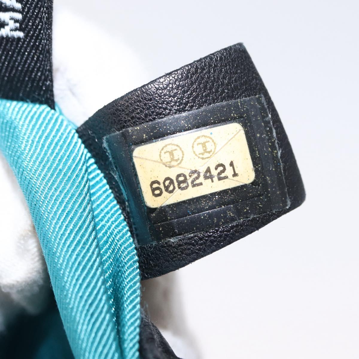 CHANEL Chain Shoulder Bag Satin Black Silver CC Auth 156506