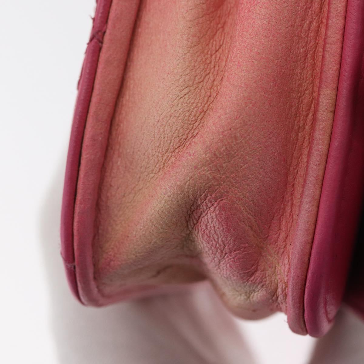 CHANEL Chain Shoulder Bag Leather Pink Silver CC Auth 156508