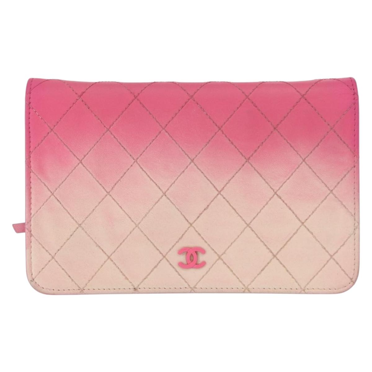 CHANEL Chain Shoulder Bag Leather Pink Silver CC Auth 156508