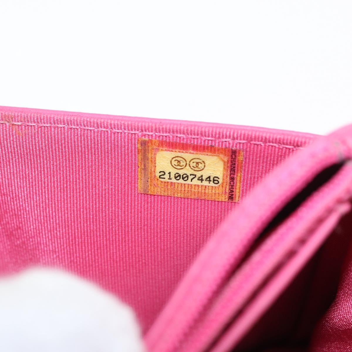 CHANEL Chain Shoulder Bag Leather Pink Silver CC Auth 156508