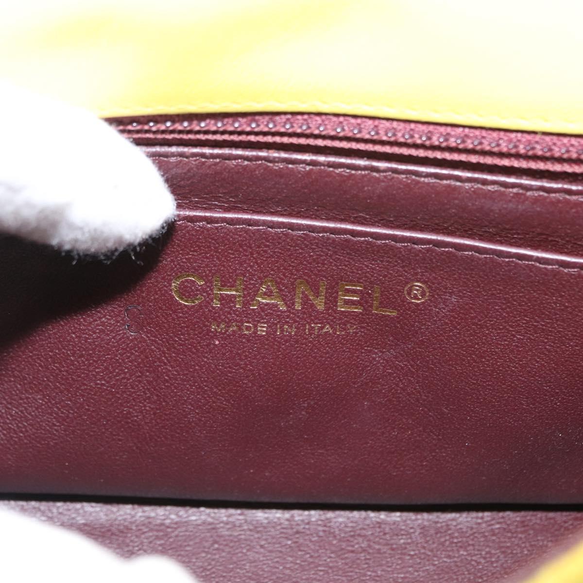 CHANEL Matelasse Chain Shoulder Bag Cotton Yellow Gold CC Auth 156510V