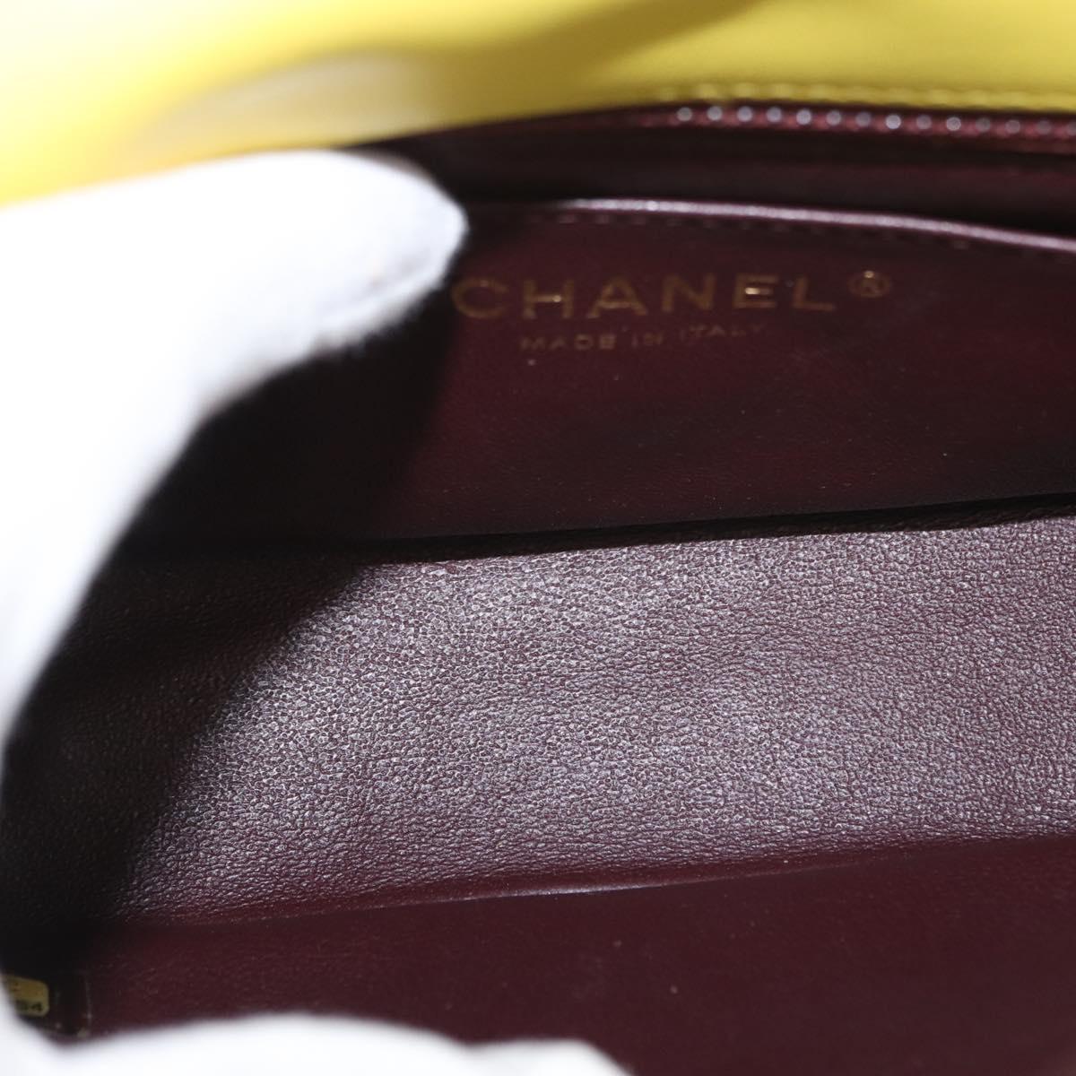 CHANEL Matelasse Chain Shoulder Bag Cotton Yellow Gold CC Auth 156510V