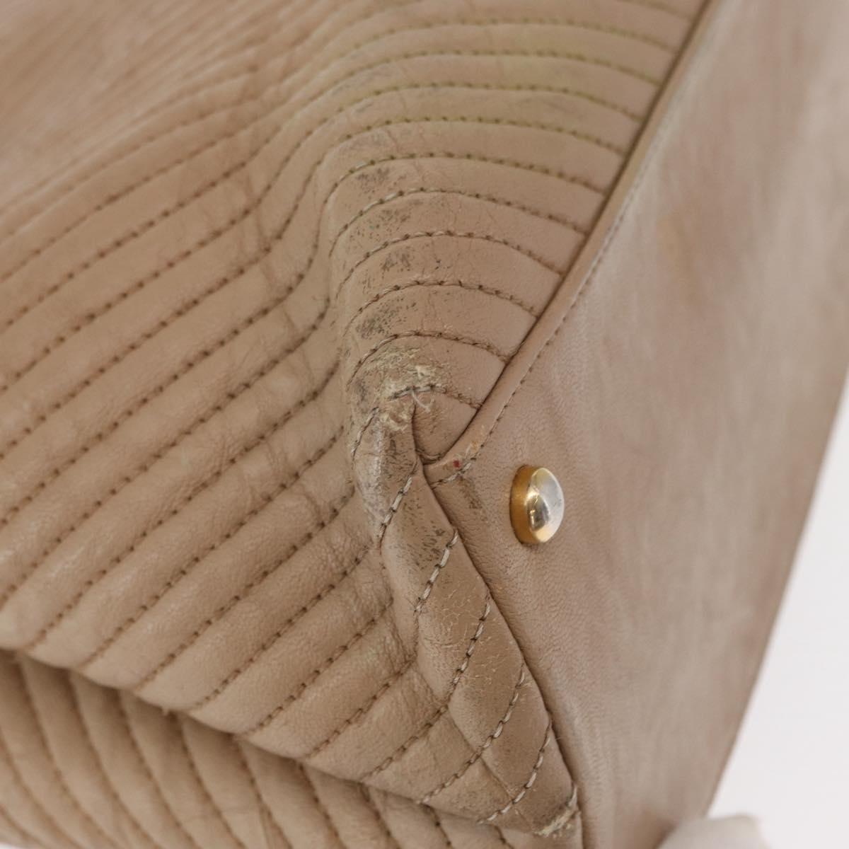 CHANEL Chain V stitch Shoulder Bag Lamb Skin Beige Gold CC Auth 156512