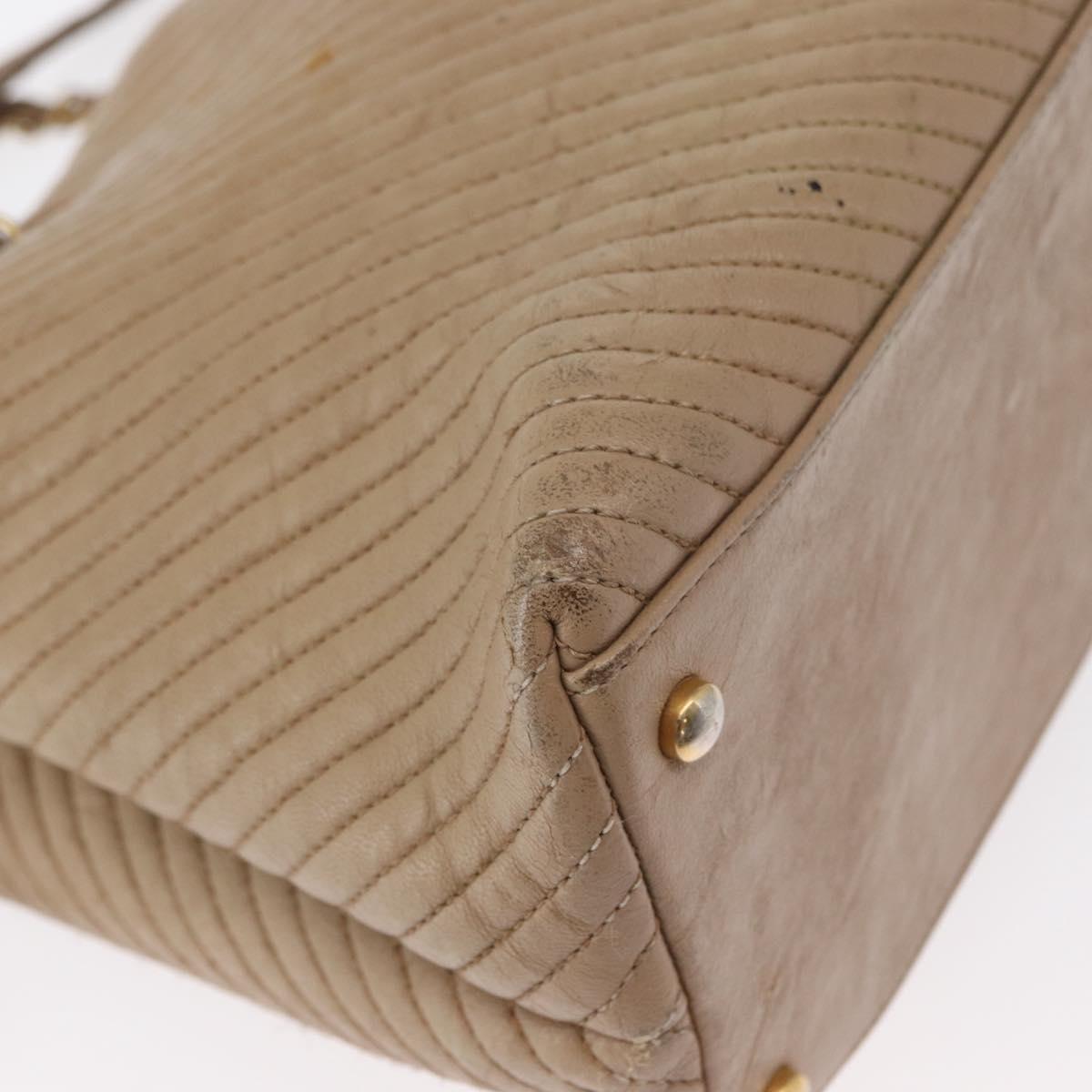 CHANEL Chain V stitch Shoulder Bag Lamb Skin Beige Gold CC Auth 156512