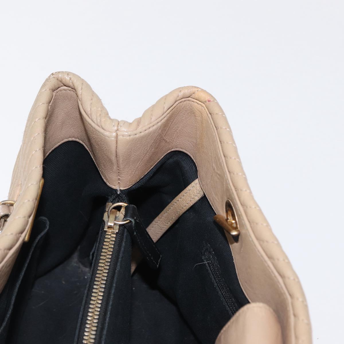 CHANEL Chain V stitch Shoulder Bag Lamb Skin Beige Gold CC Auth 156512