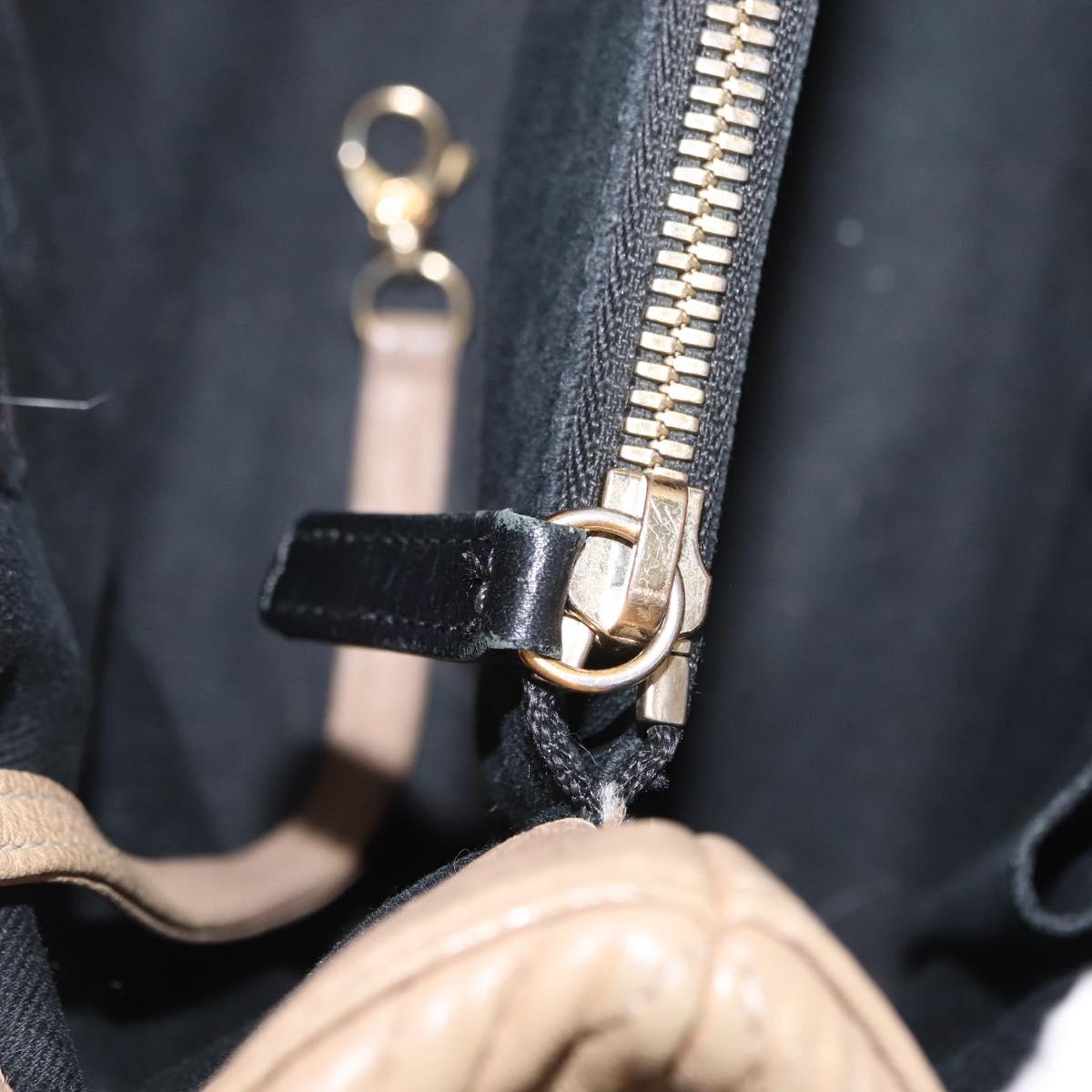 CHANEL Chain V stitch Shoulder Bag Lamb Skin Beige Gold CC Auth 156512