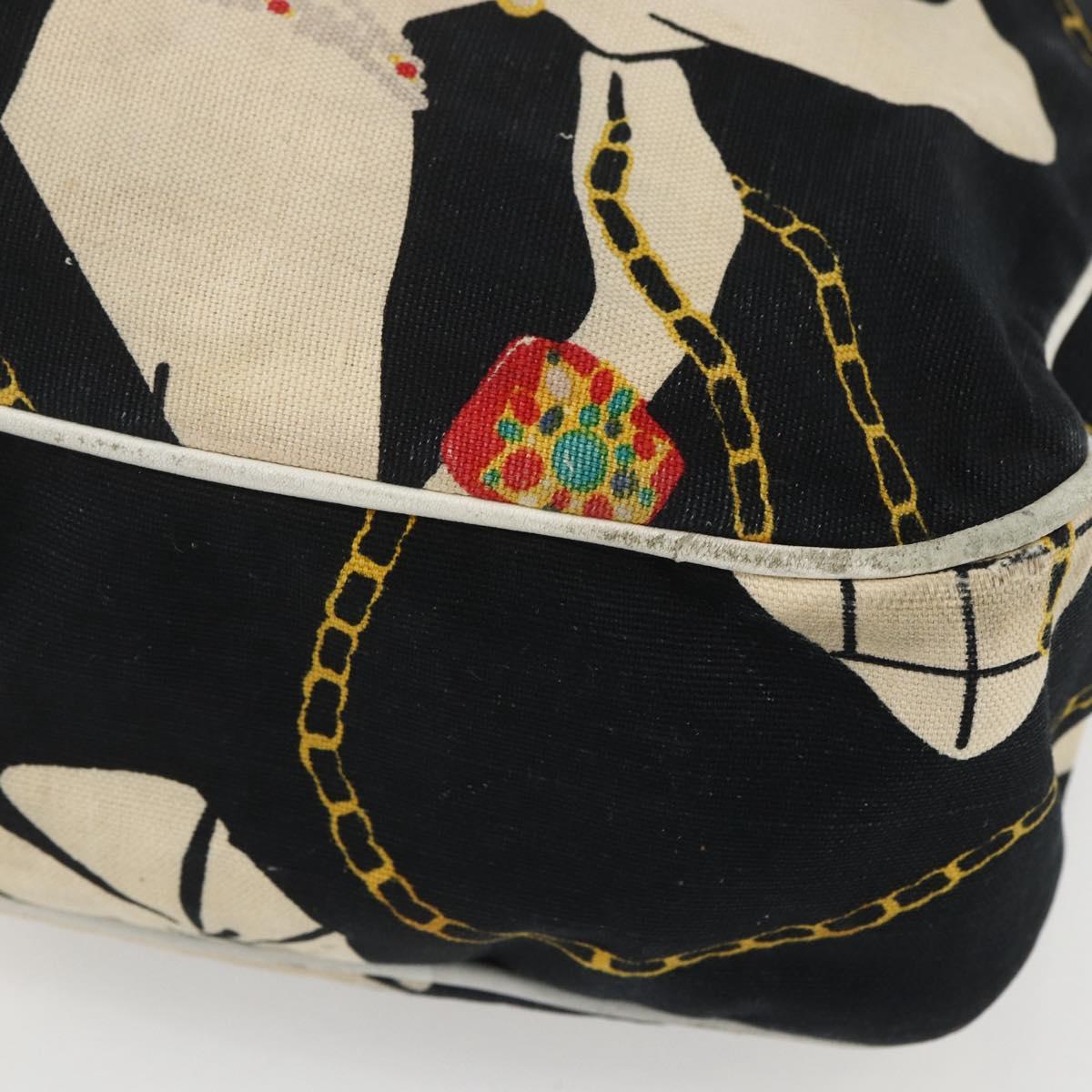 CHANEL Shoulder Bag Canvas Black Gold CC Auth 156515