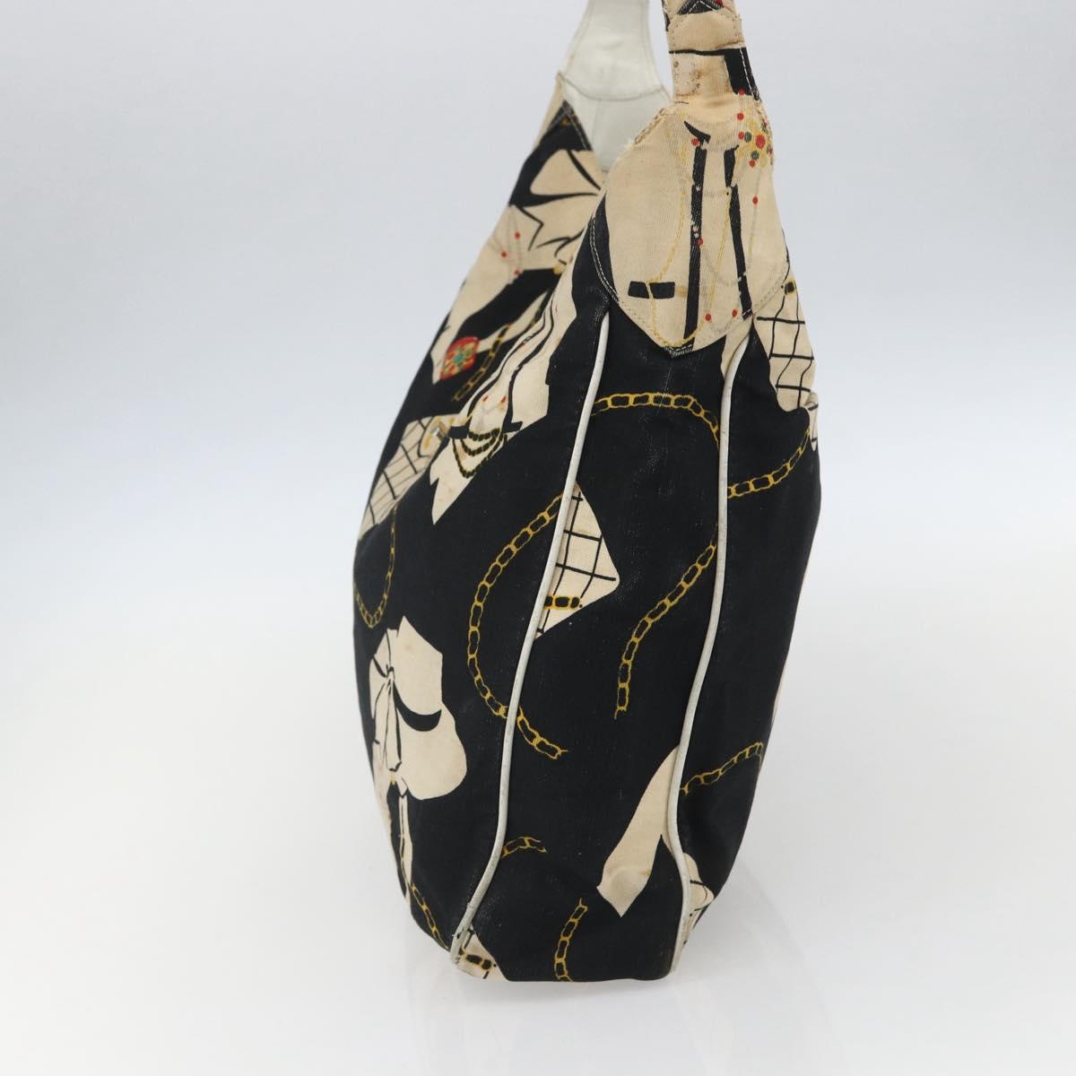 CHANEL Shoulder Bag Canvas Black Gold CC Auth 156515