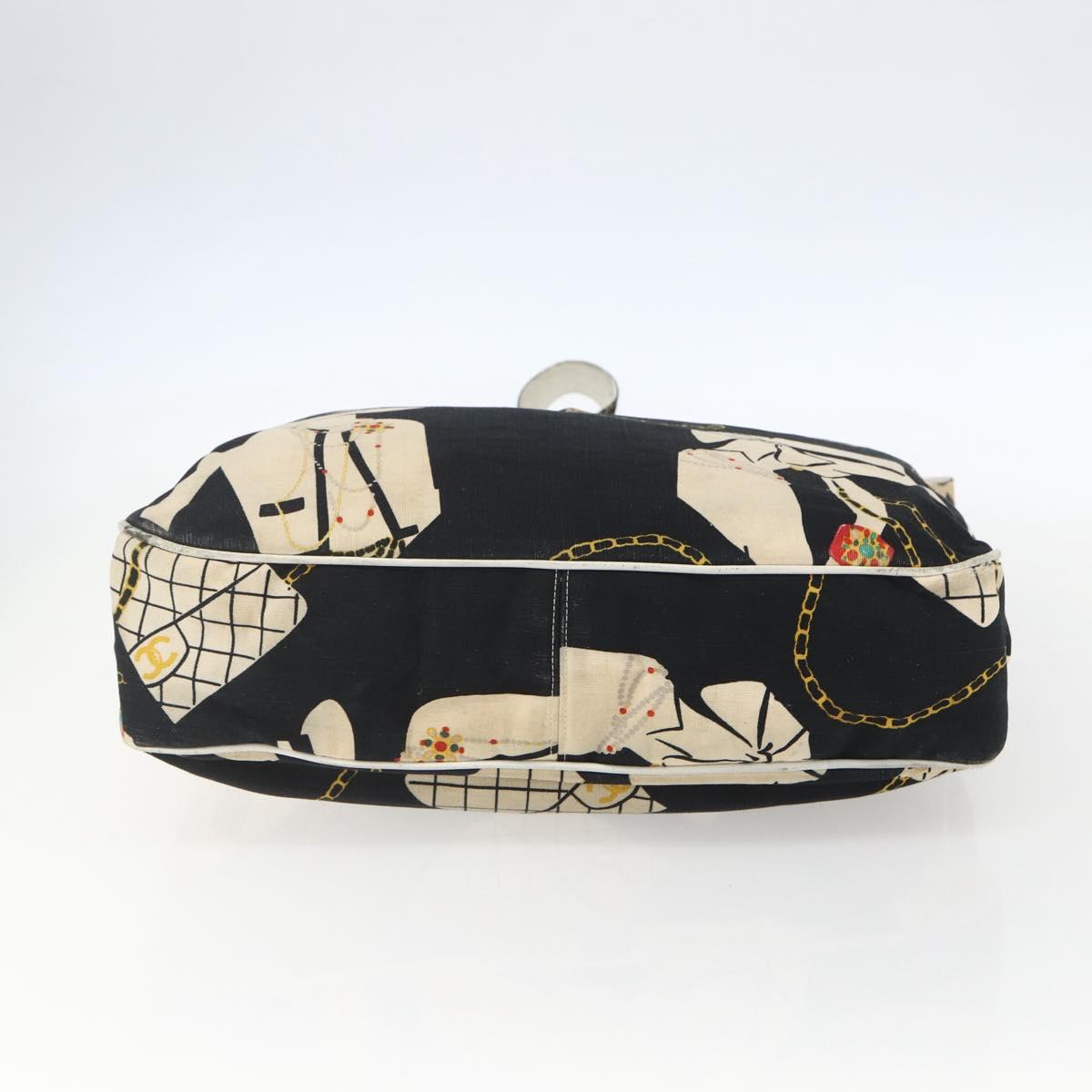 CHANEL Shoulder Bag Canvas Black Gold CC Auth 156515