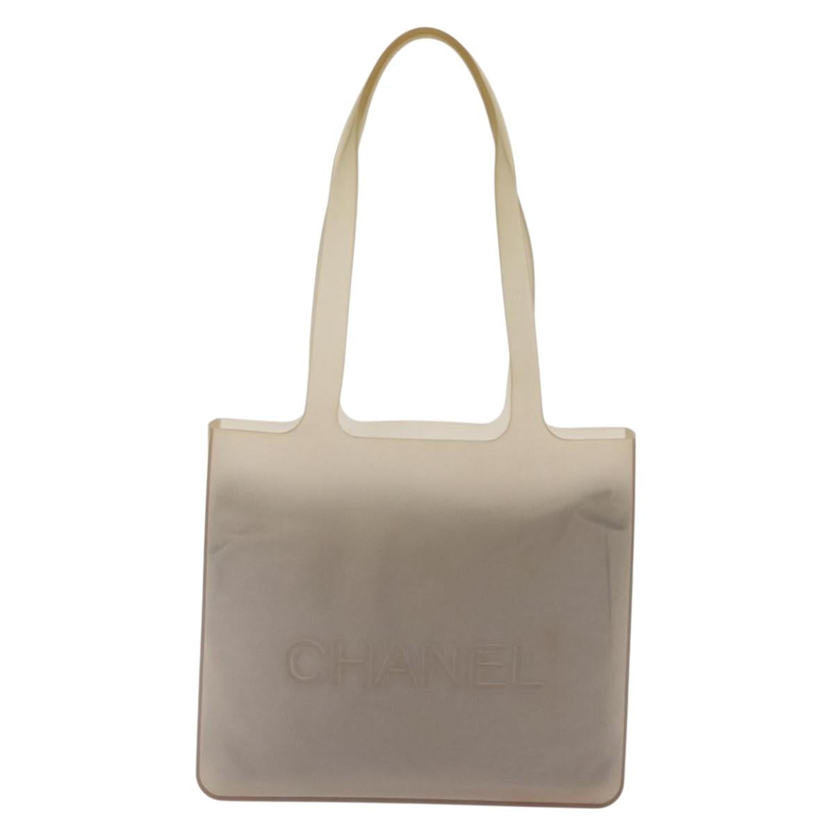 CHANEL Tote Bag rubber Gray CC Auth 156516