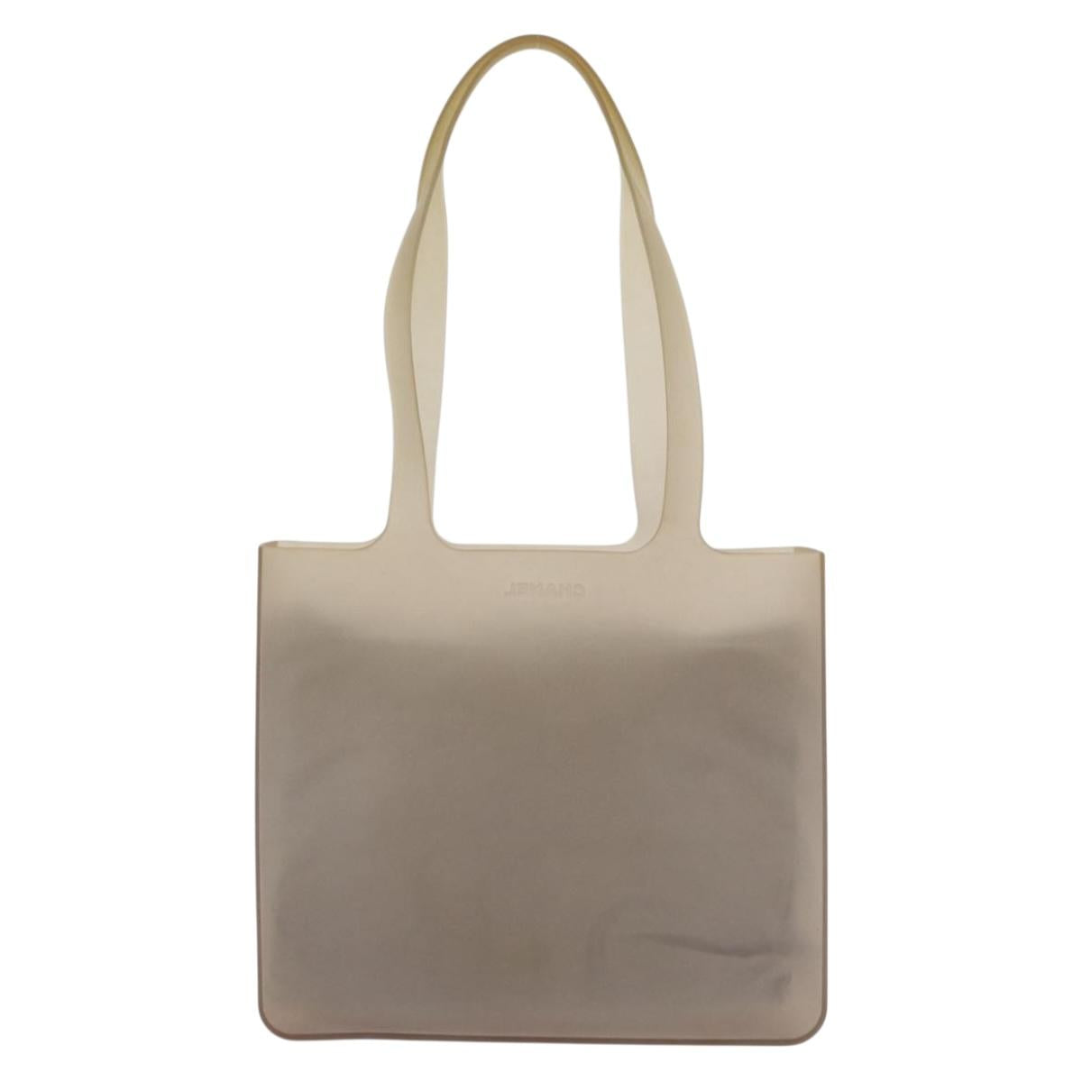 CHANEL Tote Bag rubber Gray CC Auth 156516