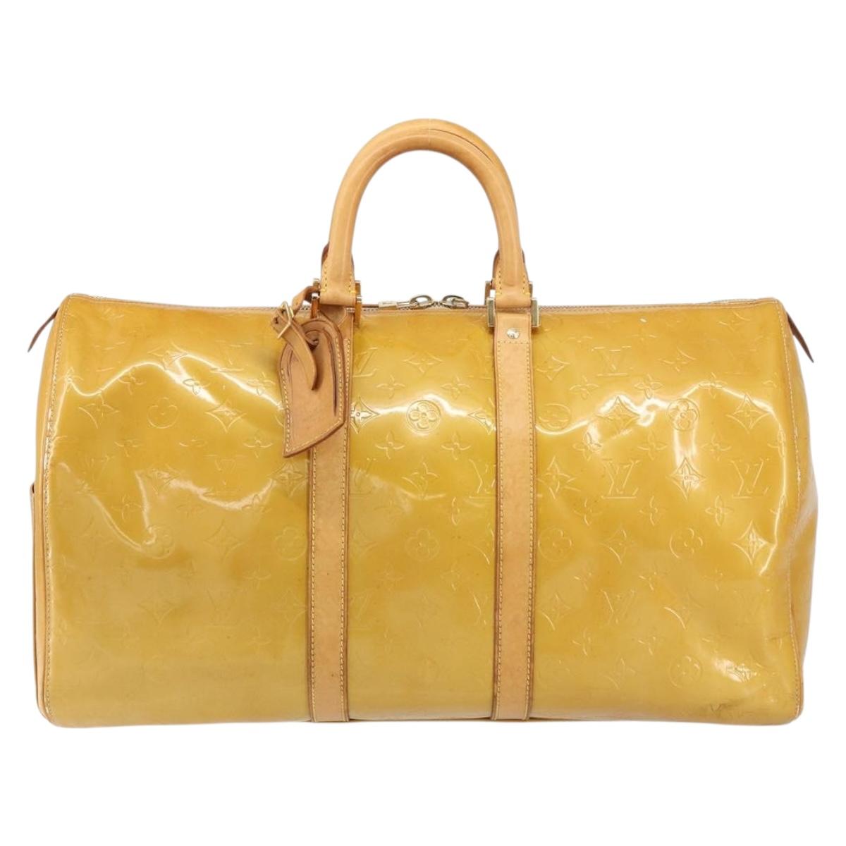 LOUIS VUITTON Monogram Vernis Mercer Boston Bag Beige M91000 LV Auth 156517