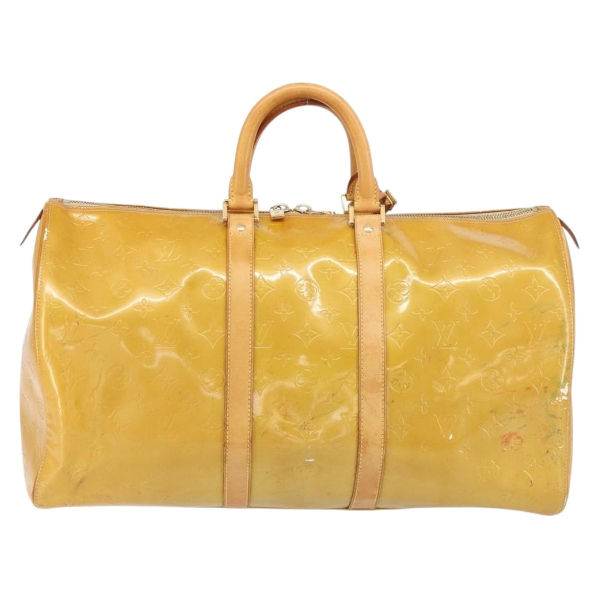 LOUIS VUITTON Monogram Vernis Mercer Boston Bag Beige M91000 LV Auth 156517