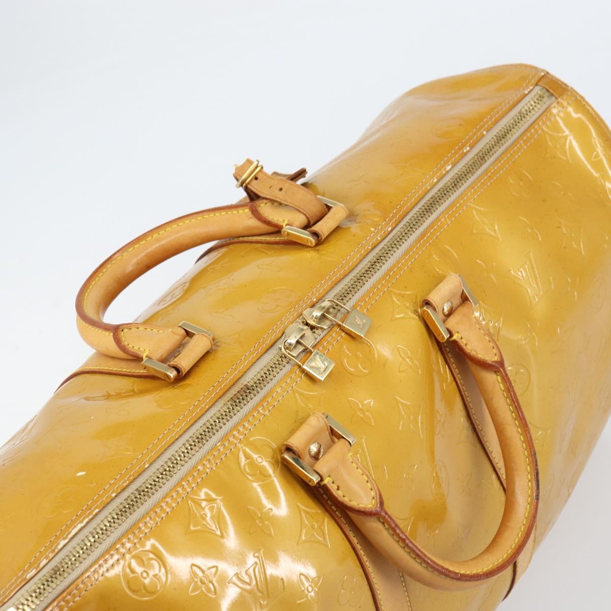 LOUIS VUITTON Monogram Vernis Mercer Boston Bag Beige M91000 LV Auth 156517