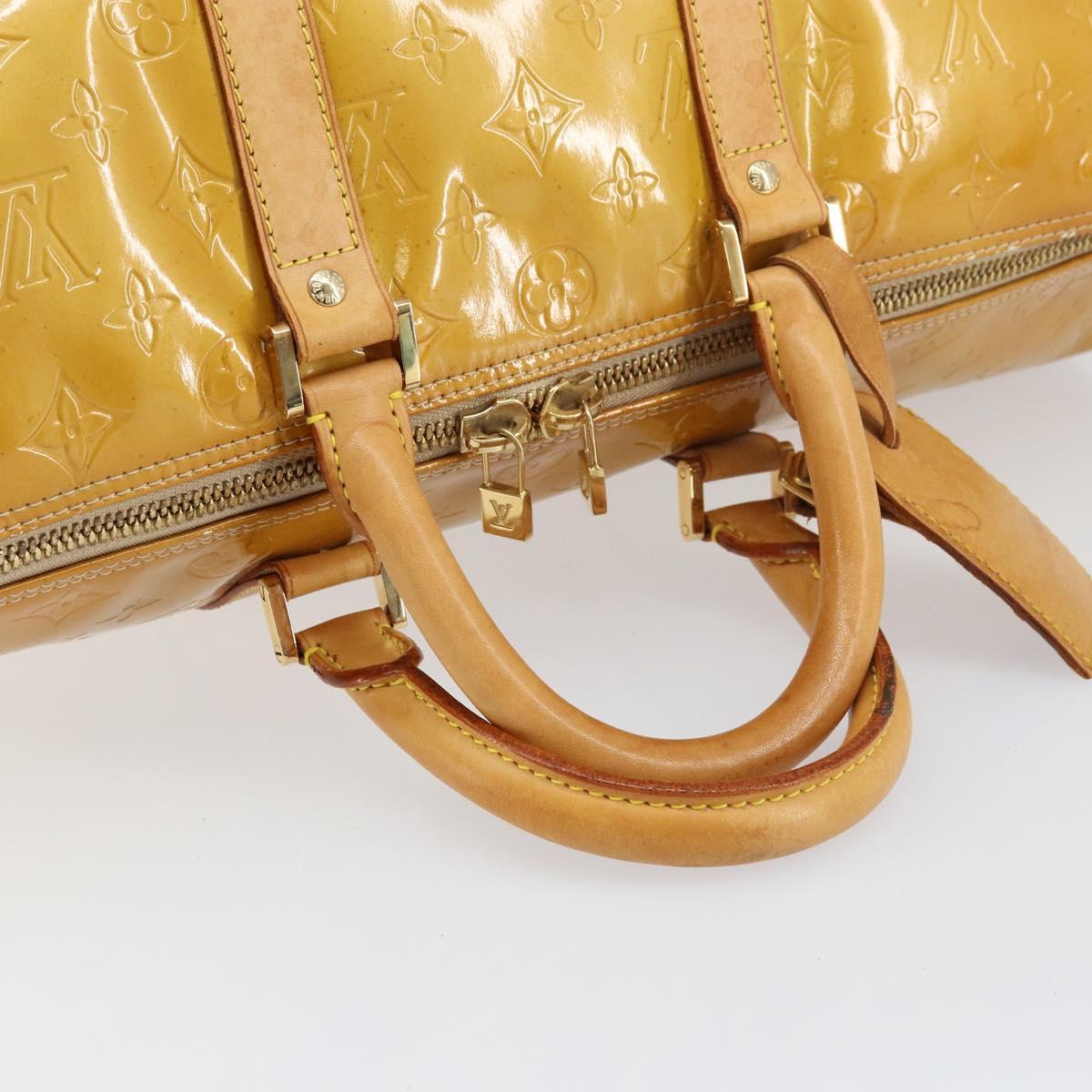 LOUIS VUITTON Monogram Vernis Mercer Boston Bag Beige M91000 LV Auth 156517