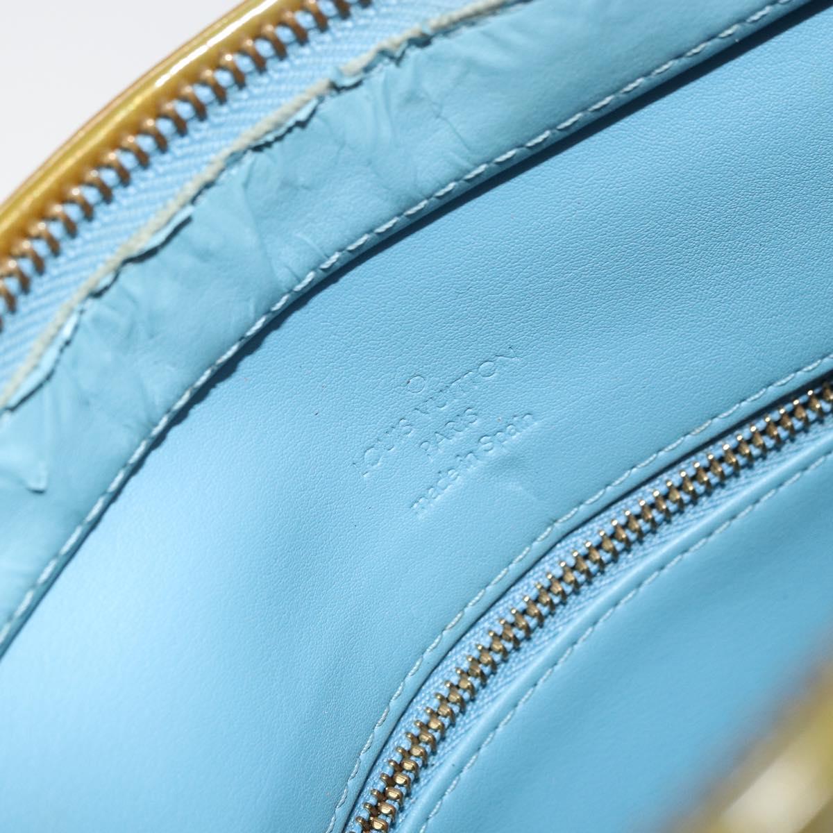 LOUIS VUITTON Monogram Vernis Houston Hand Bag Baby Blue M91005 LV Auth 156520