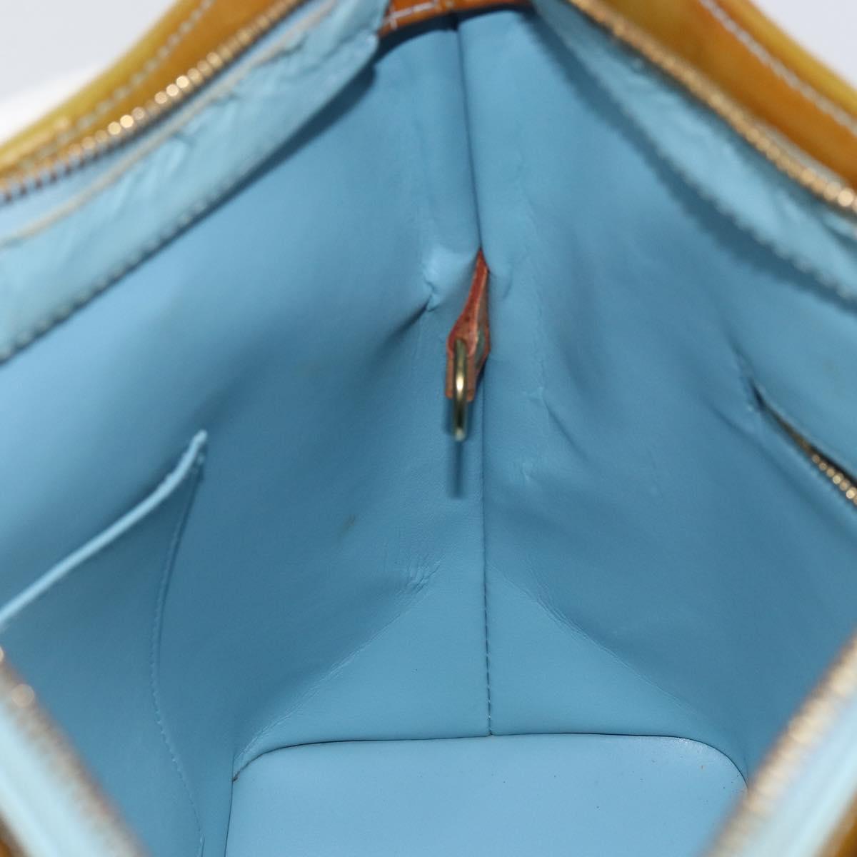 LOUIS VUITTON Monogram Vernis Houston Hand Bag Baby Blue M91005 LV Auth 156520