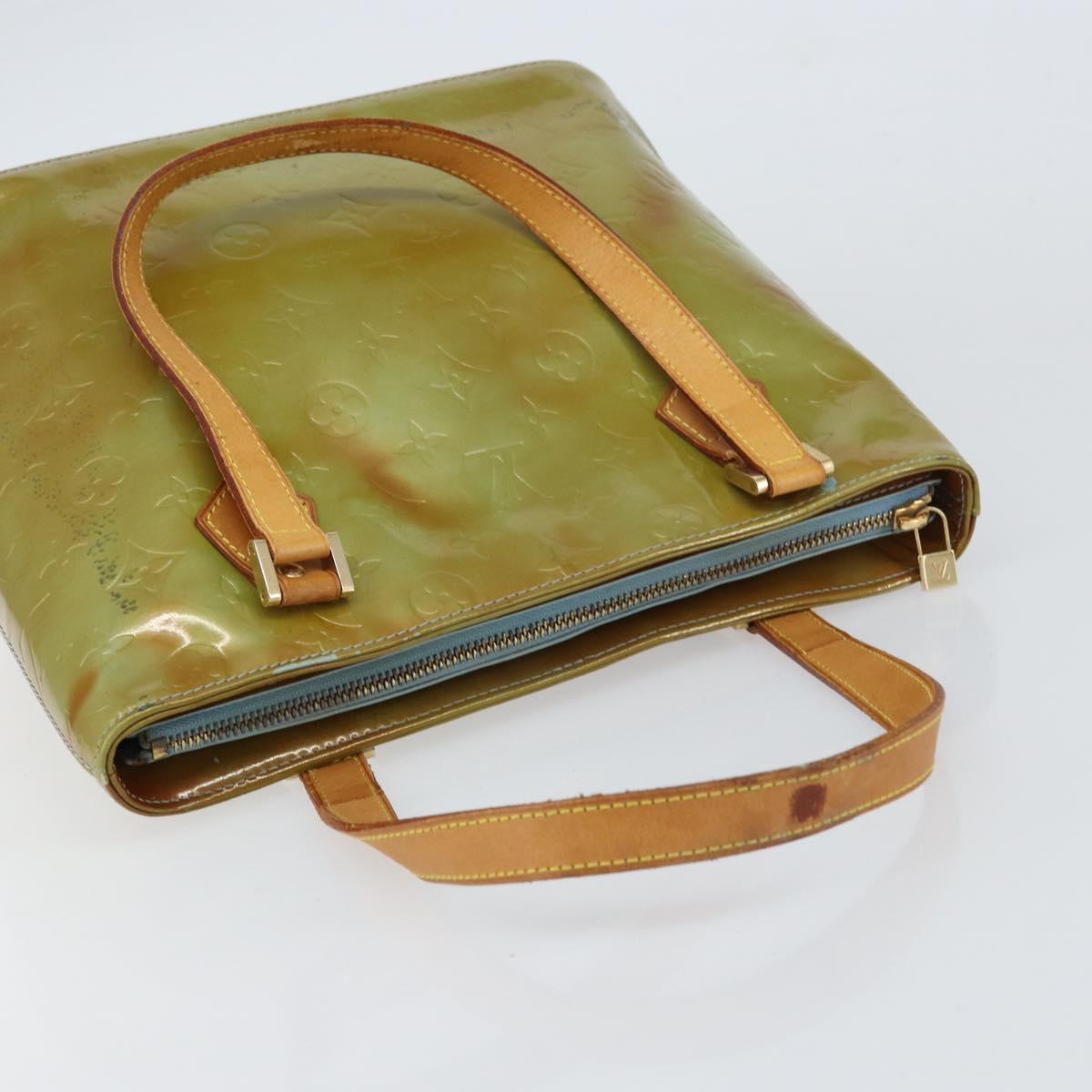 LOUIS VUITTON Monogram Vernis Houston Hand Bag Baby Blue M91005 LV Auth 156520