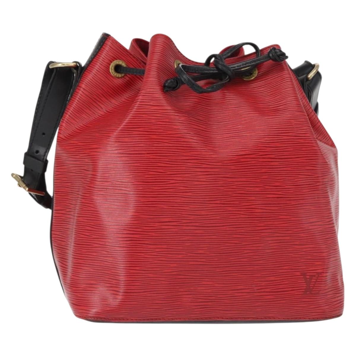 LOUIS VUITTON Epi Petit Noe Shoulder Bag Bicolor Black Red M44017 LV Auth 156533