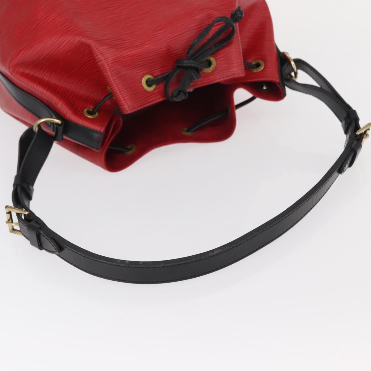 LOUIS VUITTON Epi Petit Noe Shoulder Bag Bicolor Black Red M44017 LV Auth 156533