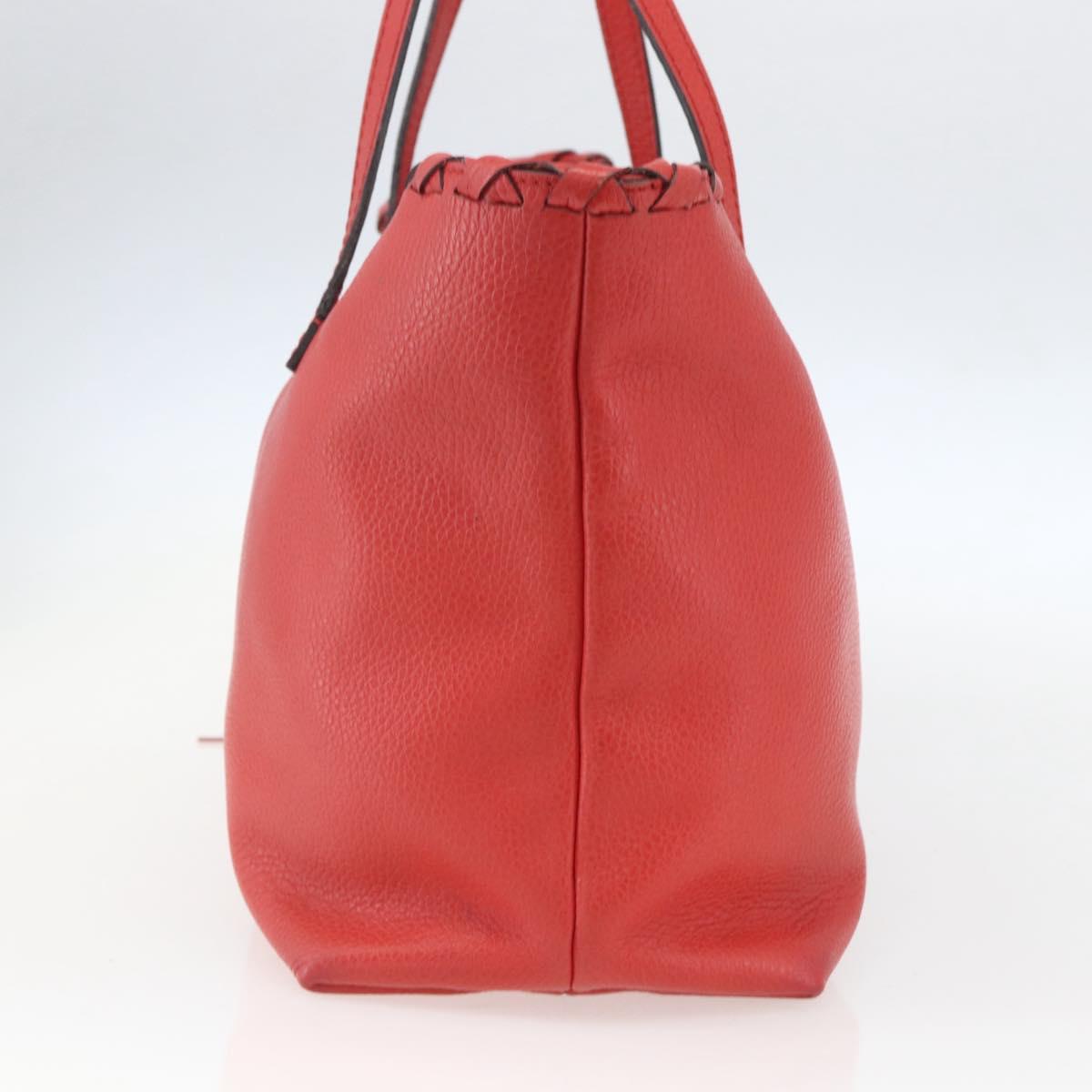 GUCCI Bamboo Indy Tote Bag Leather Outlet Red Gold 354665 Auth 156606