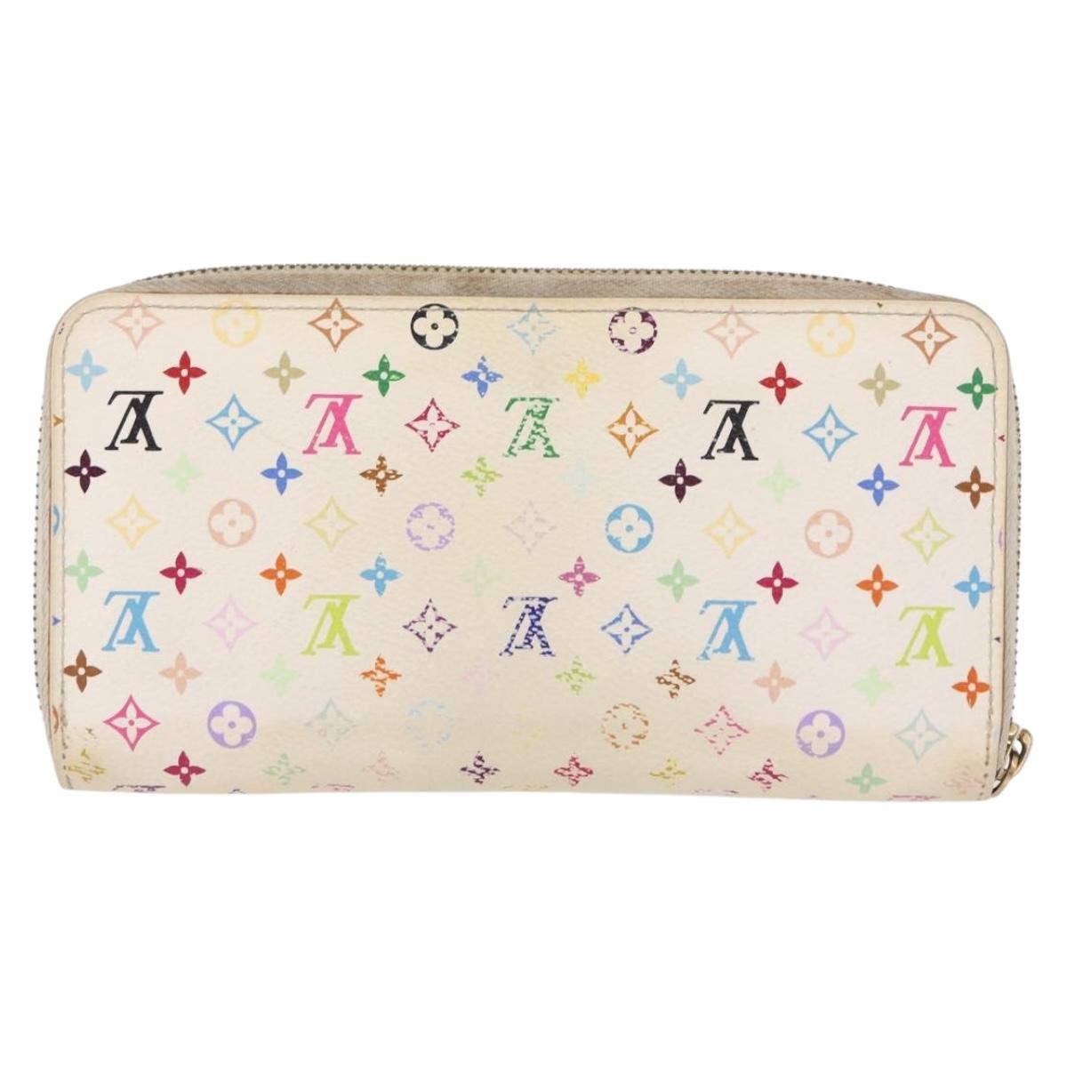 LOUIS VUITTON Monogram Multicolor Zippy Wallet Wallet White M60241 Auth 156622