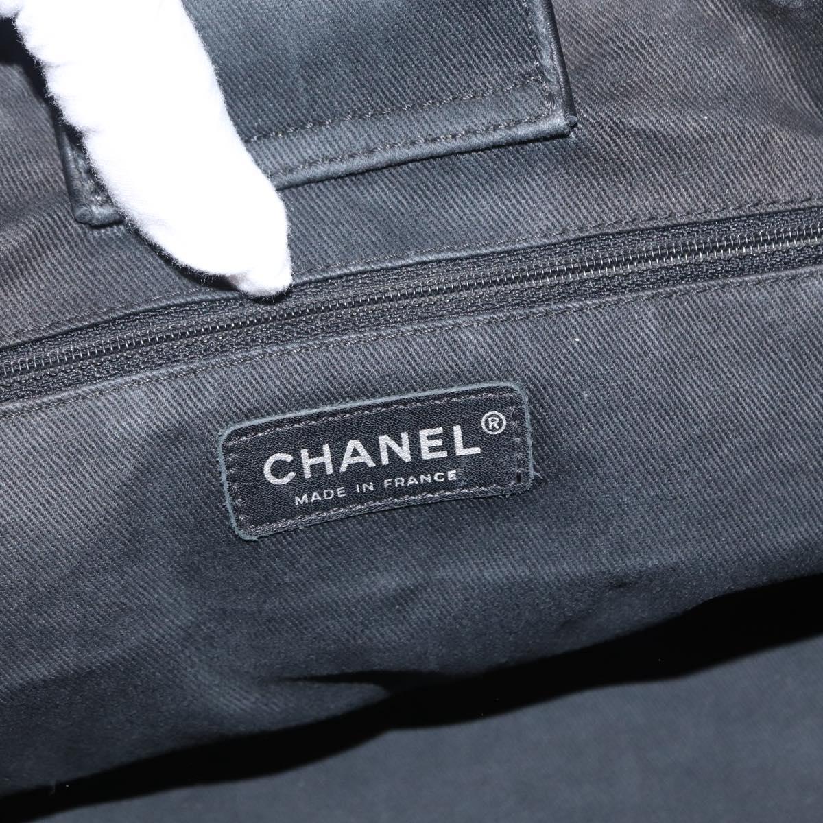 CHANEL Matelasse Chain Shoulder Bag Canvas Black Silver CC Auth 156626V